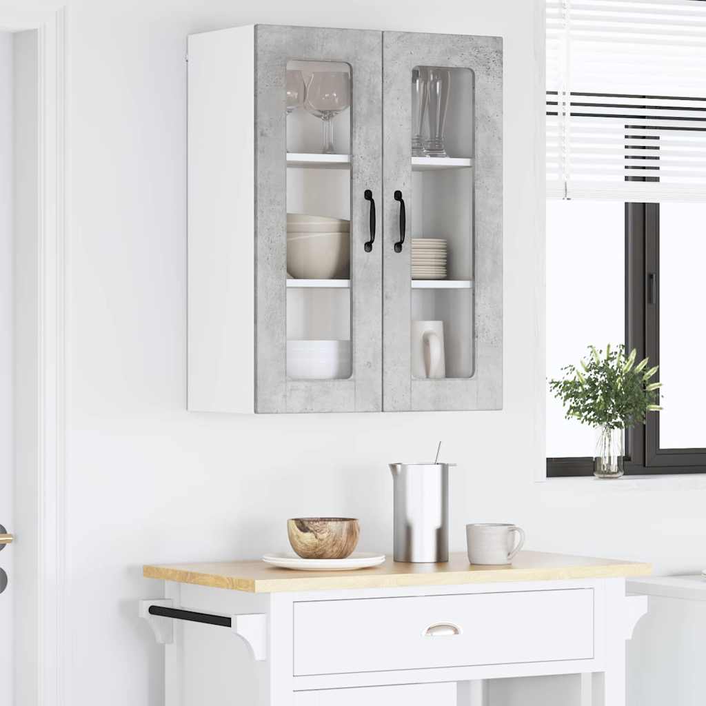 Keukenkast aan de muur Beton Grijs 60 x 31 x 80 cm Bewerkt hout
