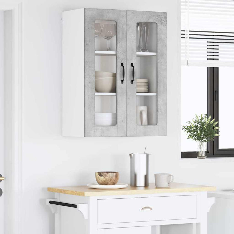 Keukenkast aan de muur Beton Grijs 60 x 31 x 80 cm Bewerkt hout