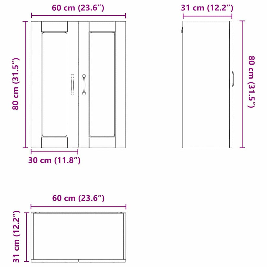 Keukenkast aan de muur met plank Grijs Sonoma 60 x 31 x 80 cm