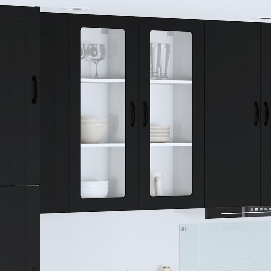 Keukenkast aan de muur Zwart 40 x 31 x 100 cm Bewerkt hout