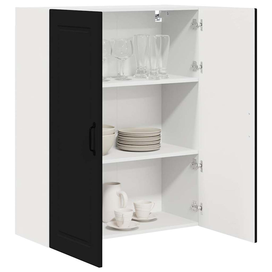 Keukenkast aan de muur Zwart 80 x 31 x 100 cm Bewerkt hout