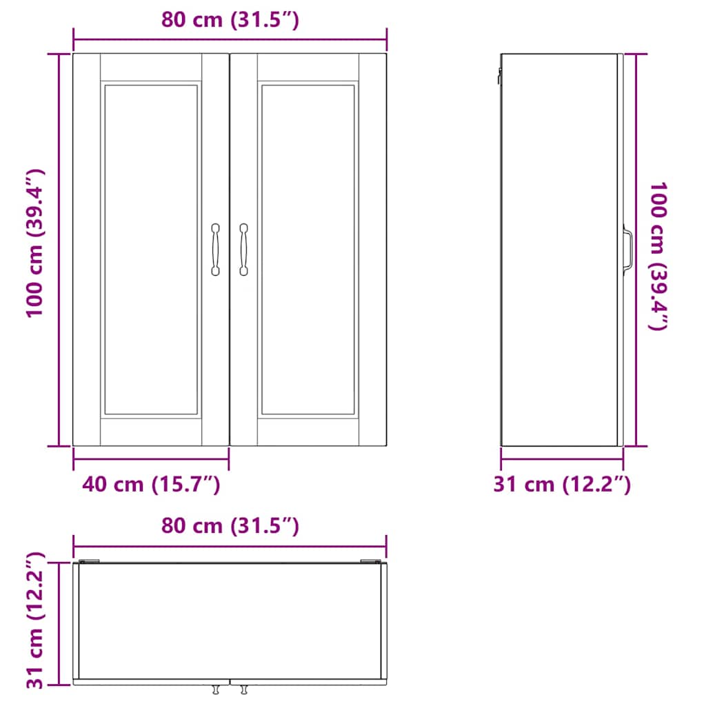 Keukenkast aan de muur met plank Sonoma Eiken 80 x 31 x 100 cm