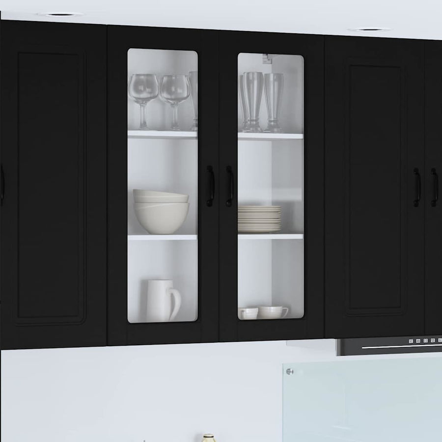 Keukenkast aan de muur Zwart 80 x 31 x 100 cm Bewerkt hout
