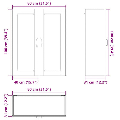 Keukenkast aan de muur met plank Gerookt eiken 80 x 31 x 100 cm