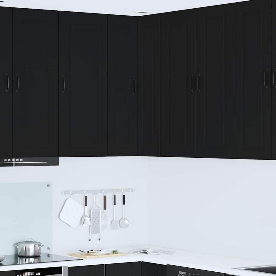 Keukenkast aan de muur Zwart 57 x 57 x 100 cm Bewerkt hout