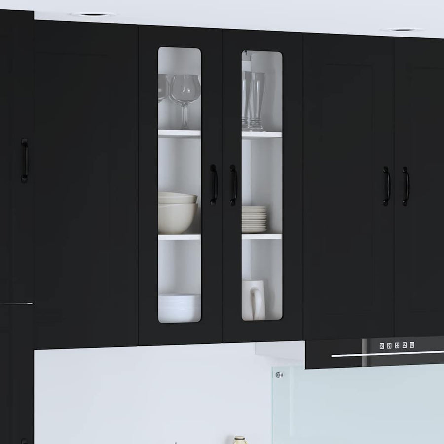 Keukenkast aan de muur Zwart 60 x 31 x 100 cm Bewerkt hout