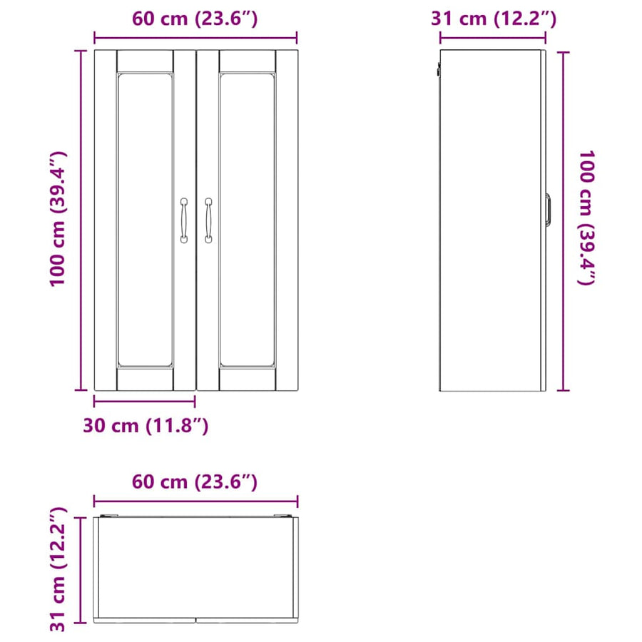 Keukenkast aan de muur met plank Grijs Sonoma 60 x 31 x 100 cm