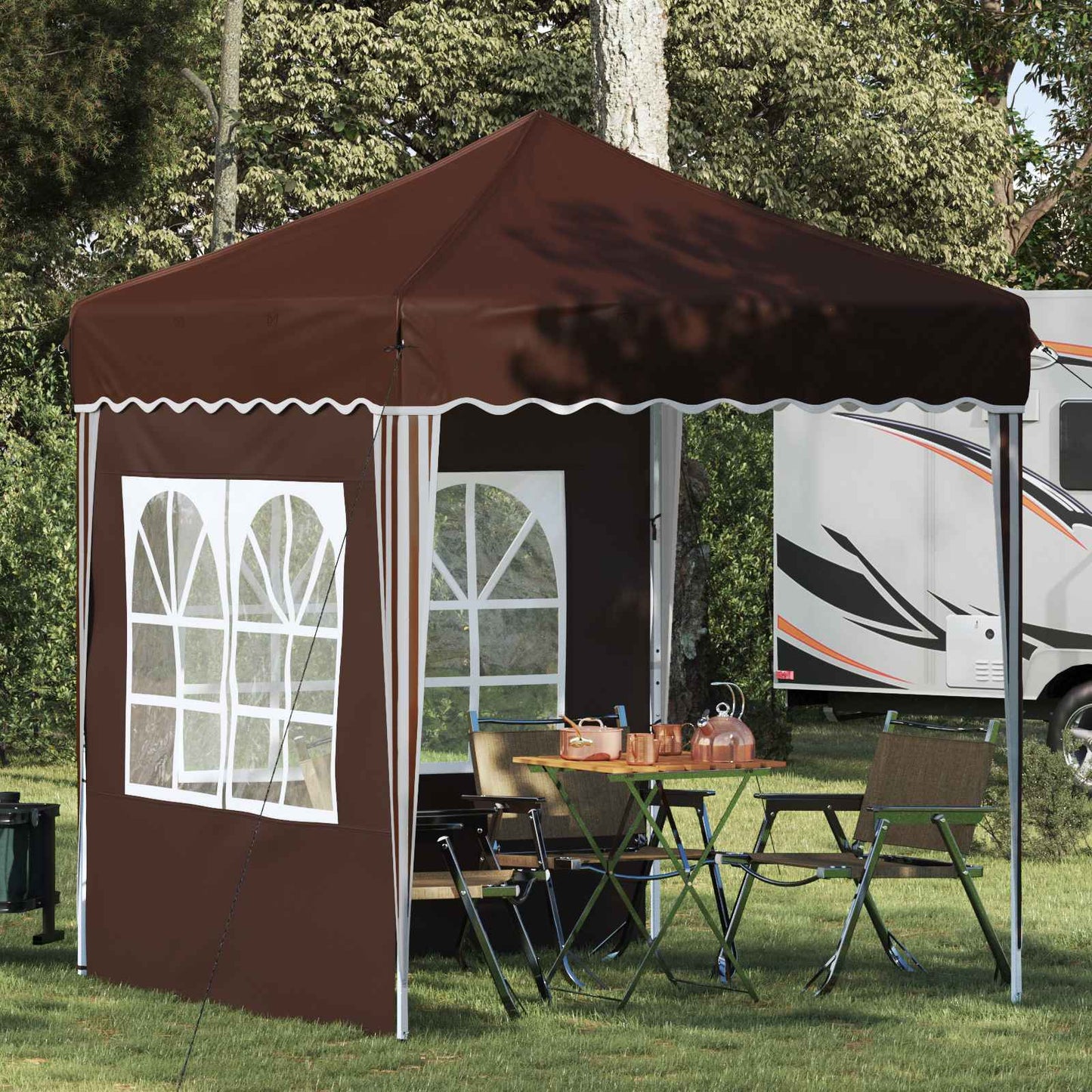 Pop-up Feesttent Bruin 195 x 195 x 245 cm Oxford Stof