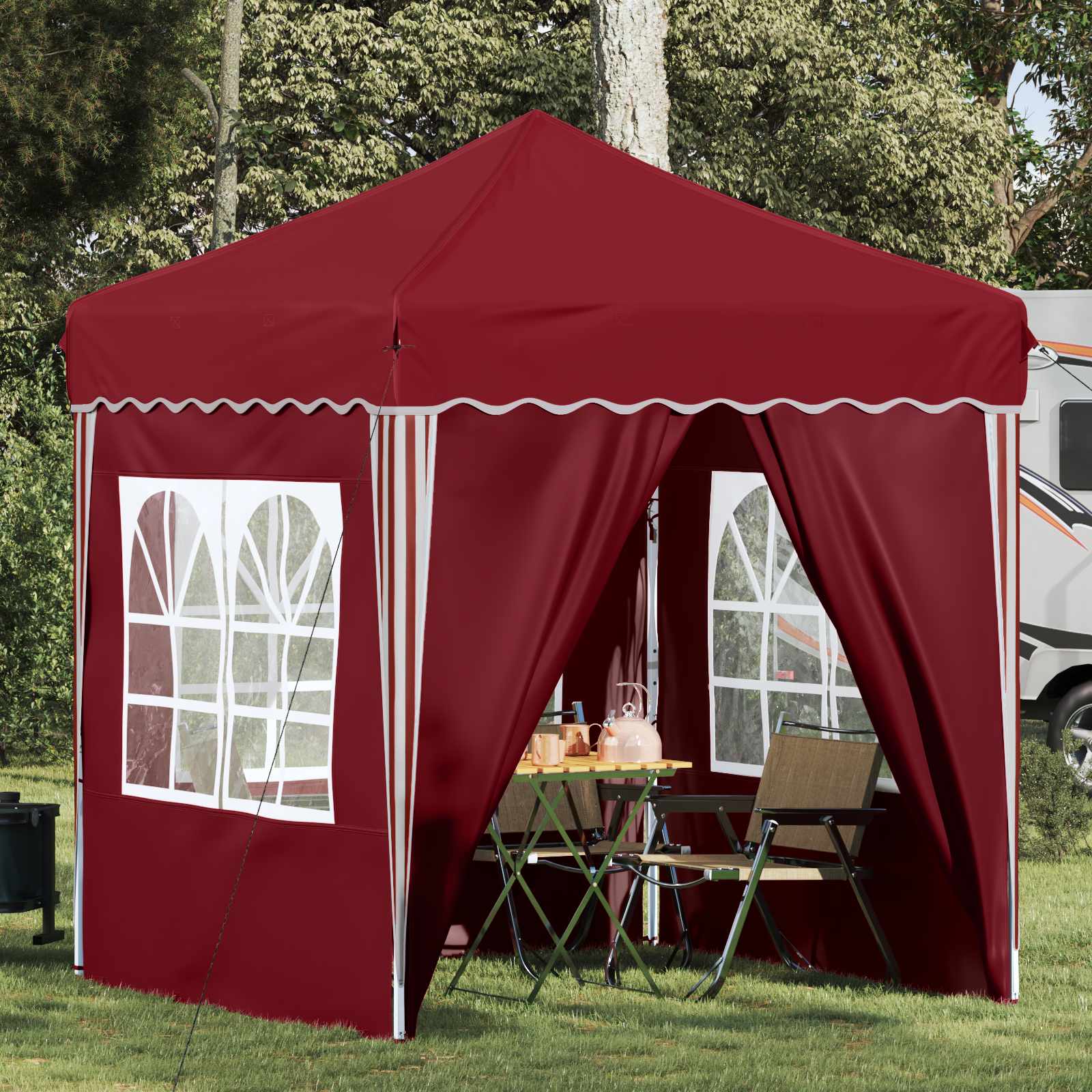 Pop-up Feesttent Bordeauxrood 195 x 195 x 245 cm Oxford Stof