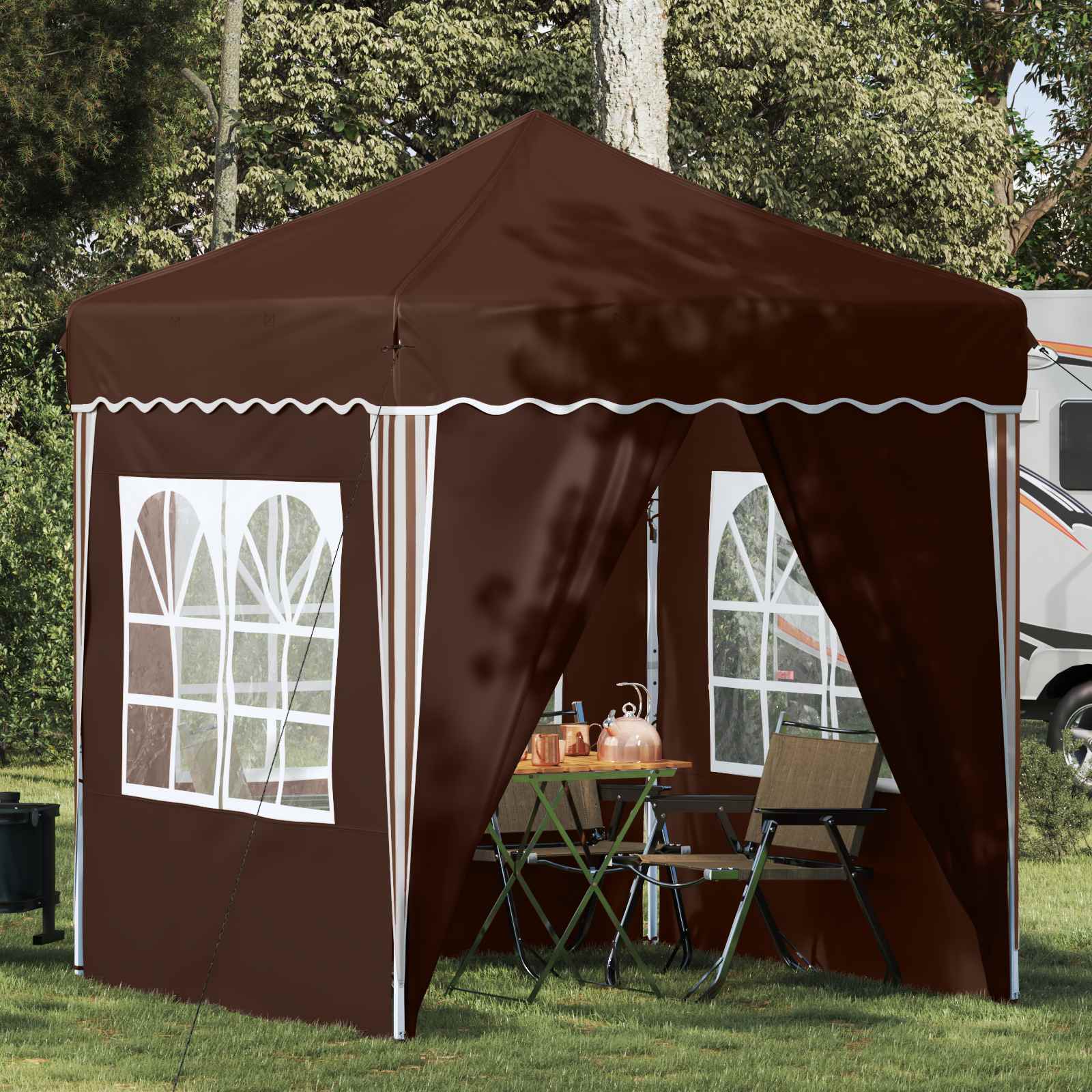 Pop-up Feesttent Bruin 195 x 195 x 245 cm Oxford Stof
