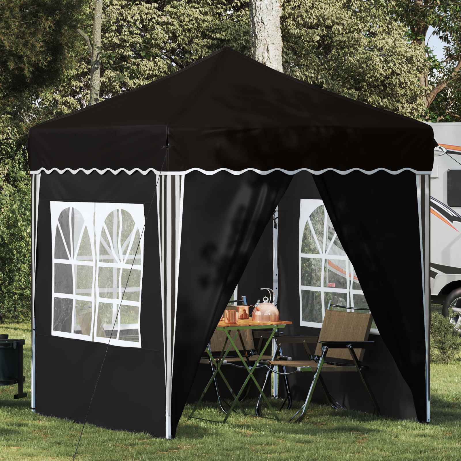 Pop-up Feesttent Zwart 195 x 195 x 245 cm Oxford Stof