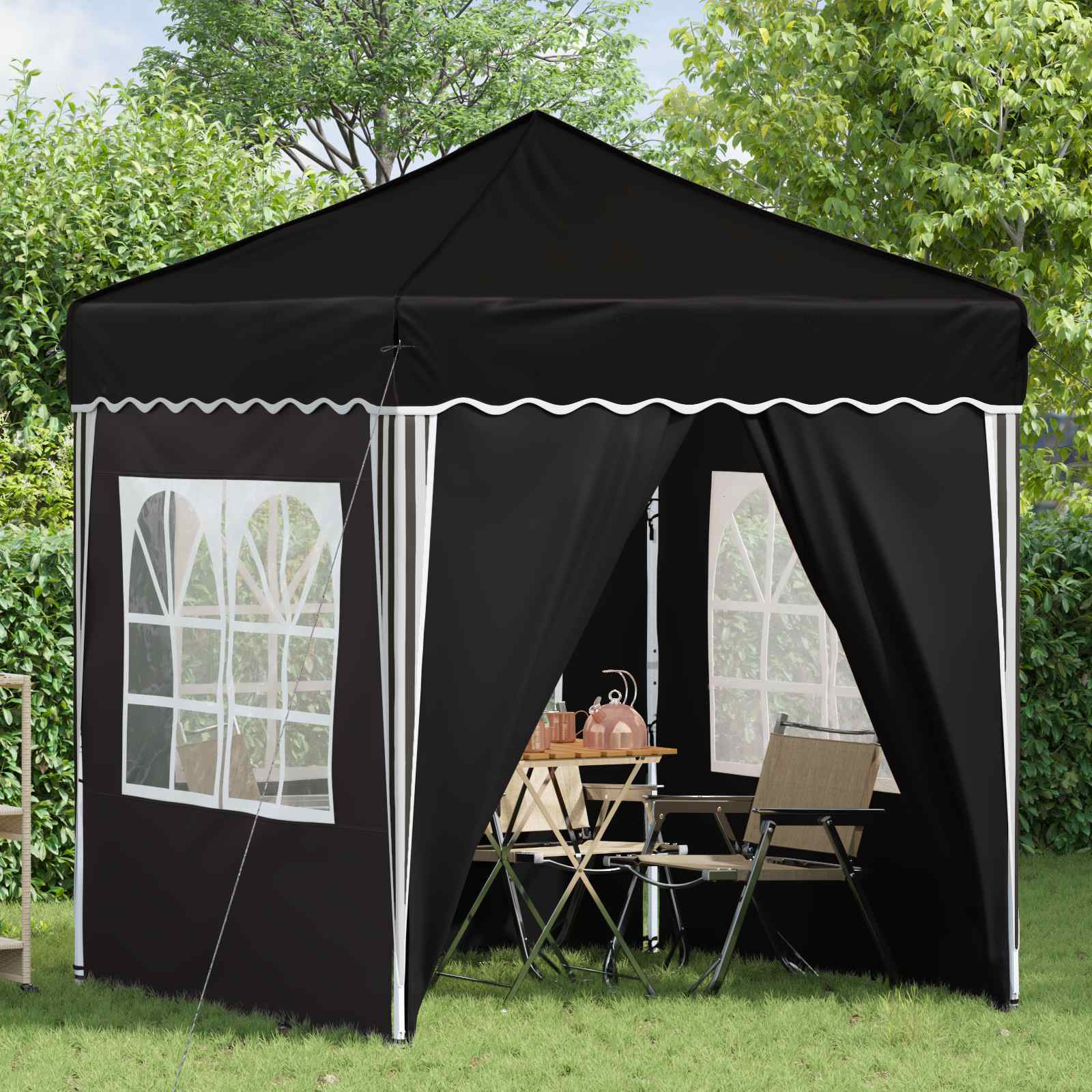 Pop-up Feesttent Zwart 195 x 195 x 245 cm Oxford Stof
