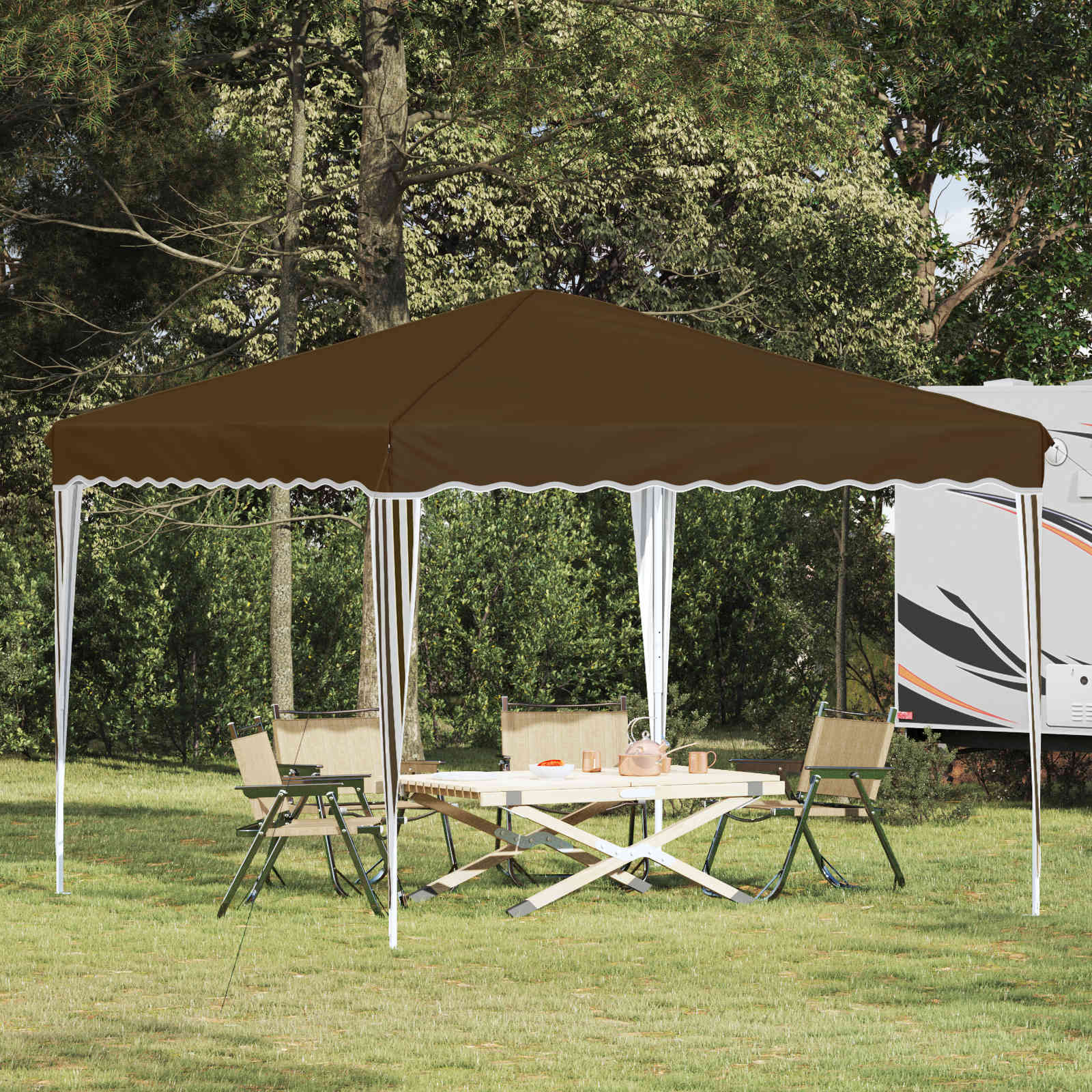Pop-up Feesttent Taupe 288 x 288 x 245 cm Oxford Stof