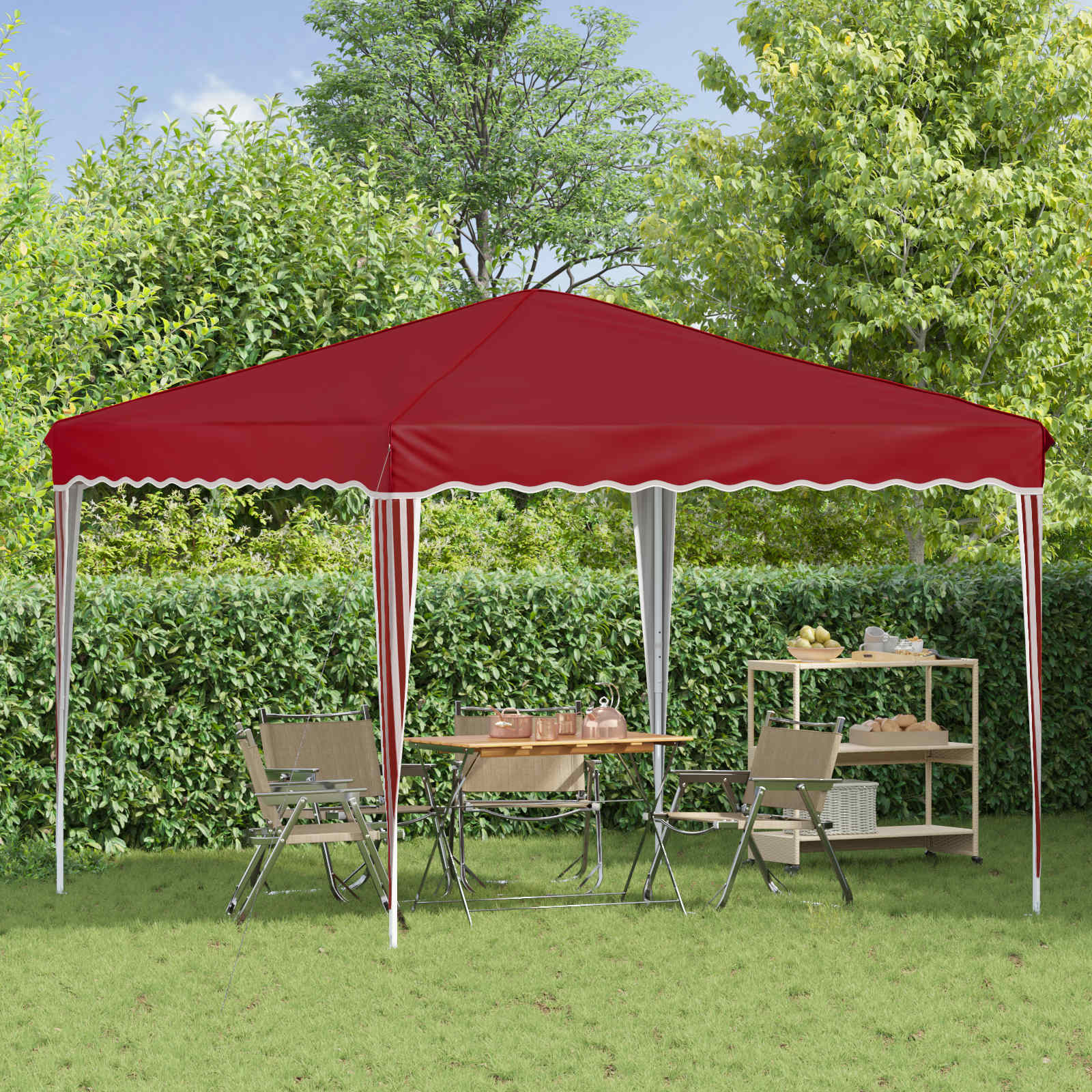 Pop-up Feesttent Bordeauxrood 288 x 288 x 245 cm Oxford Stof