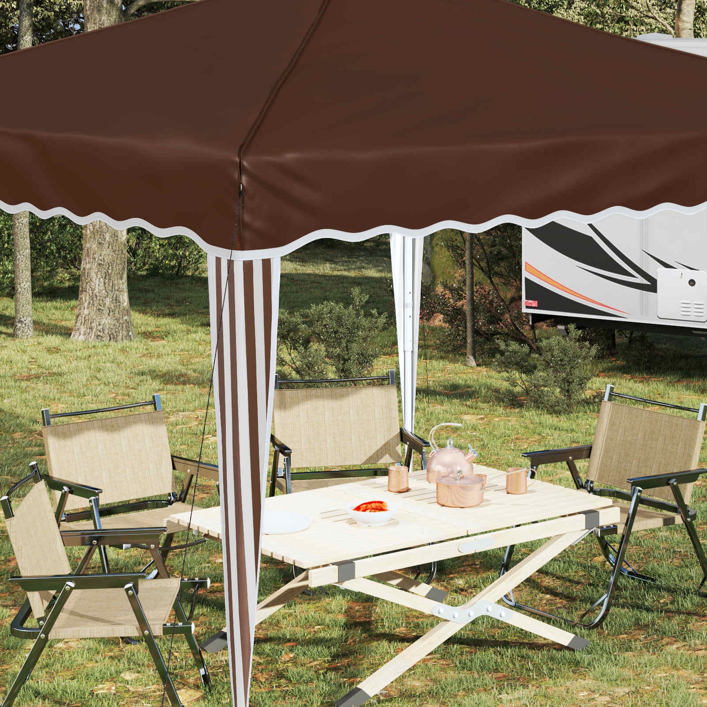 Pop-up Feesttent Bruin 288 x 288 x 245 cm Oxford Stof