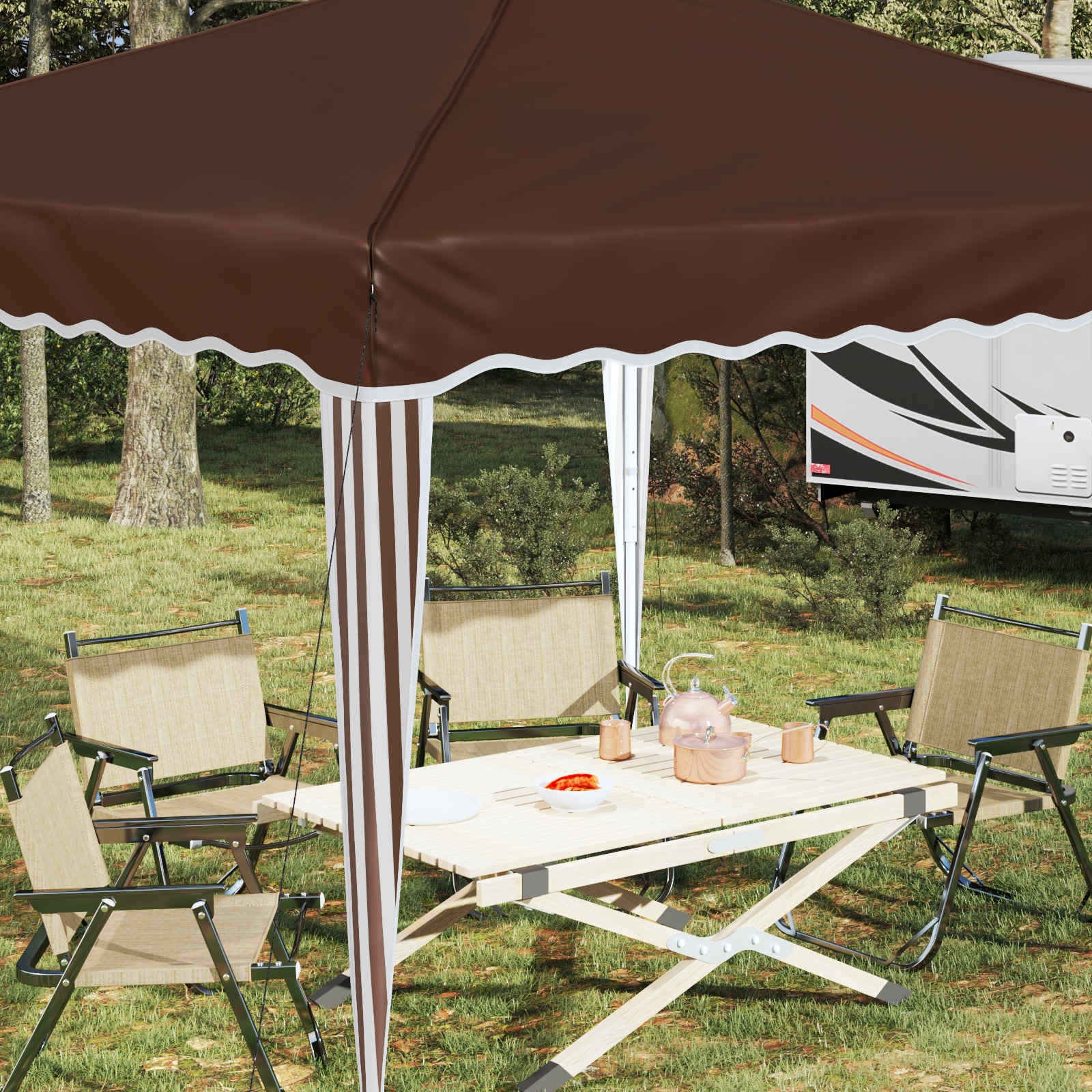 Pop-up Feesttent Bruin 288 x 288 x 245 cm Oxford Stof