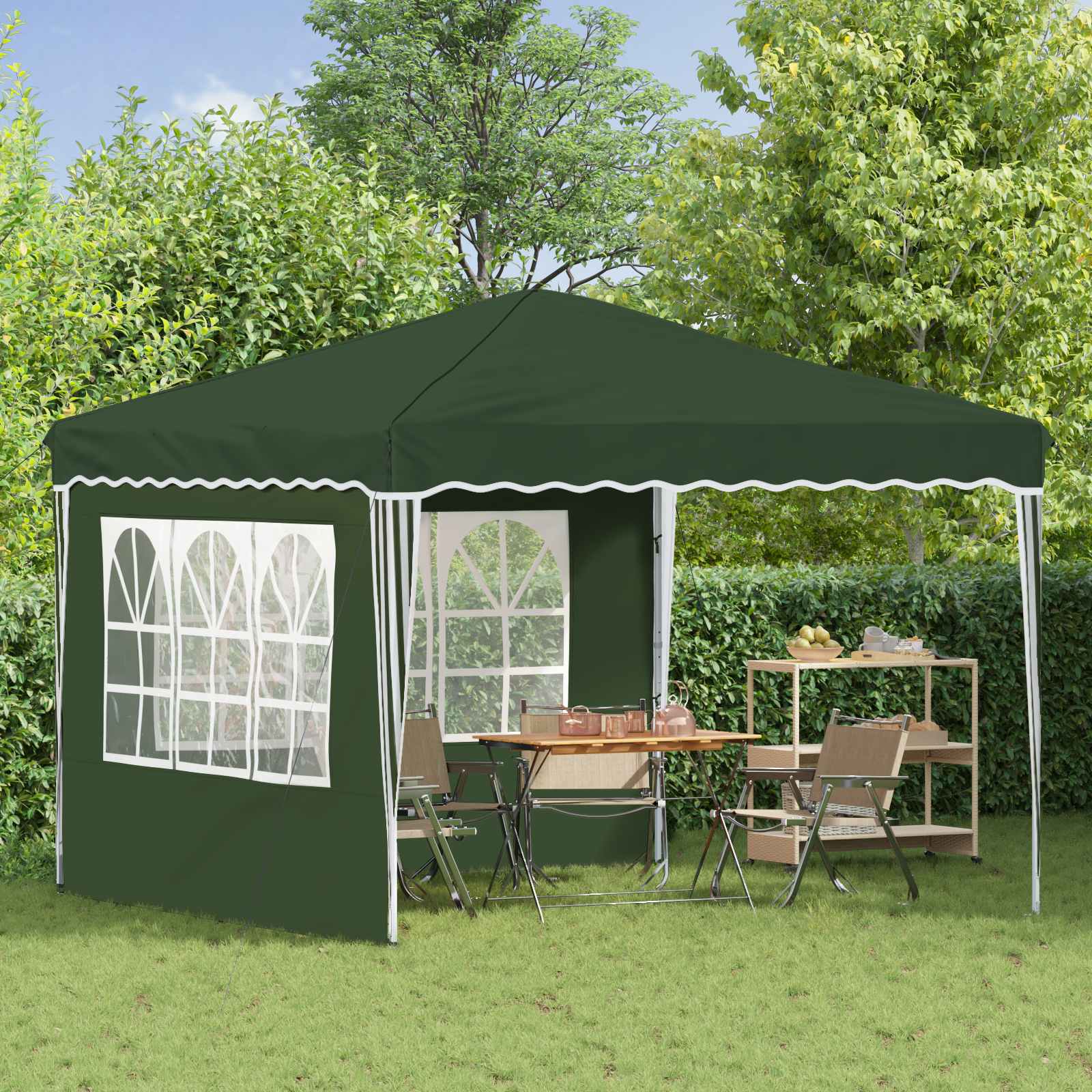 Pop-up Feesttent Groen 288 x 288 x 245 cm Oxford Stof