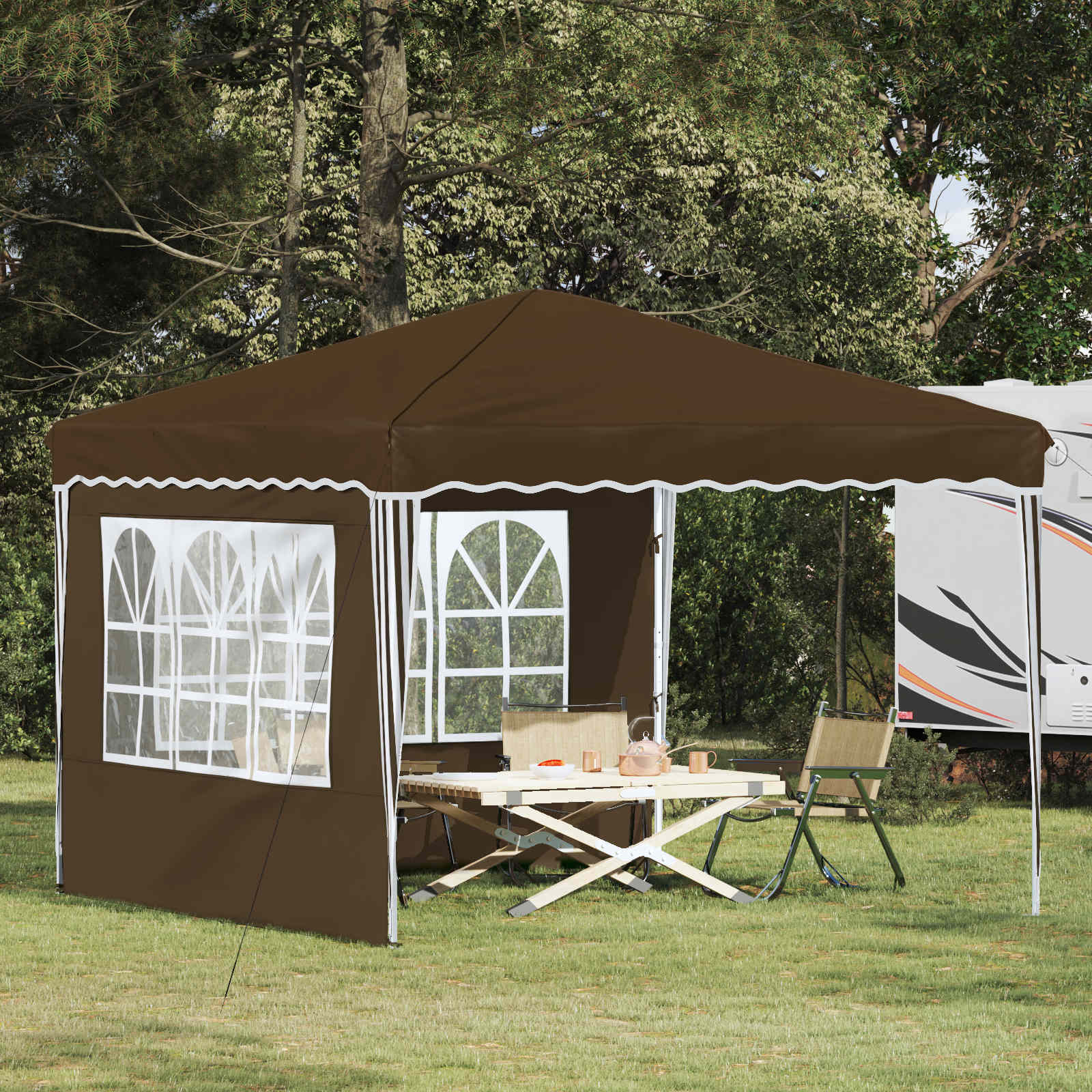 Pop-up Feesttent Taupe 288 x 288 x 245 cm Oxford Stof