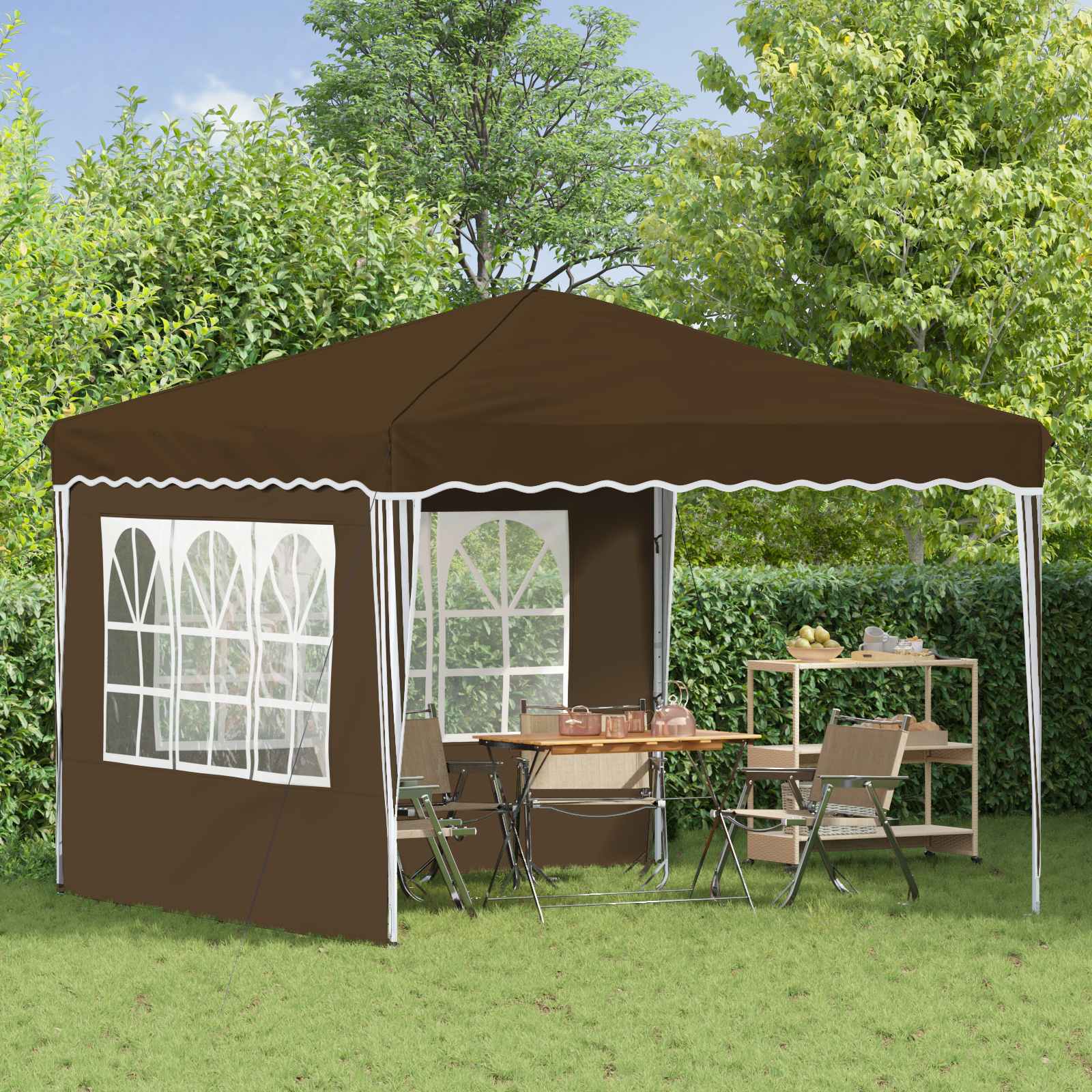 Pop-up Feesttent Taupe 288 x 288 x 245 cm Oxford Stof