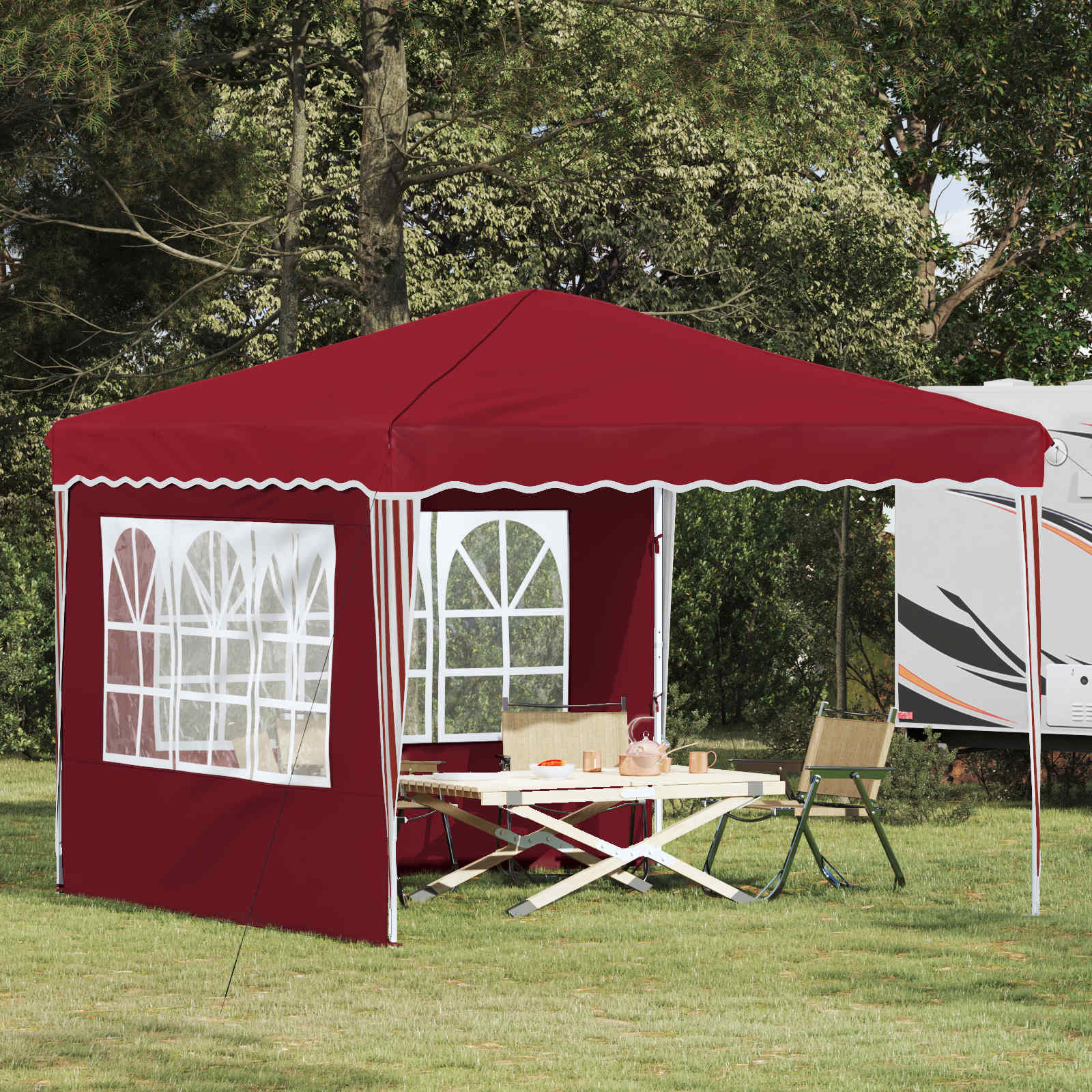 Pop-up Feesttent Bordeauxrood 288 x 288 x 245 cm Oxford Stof