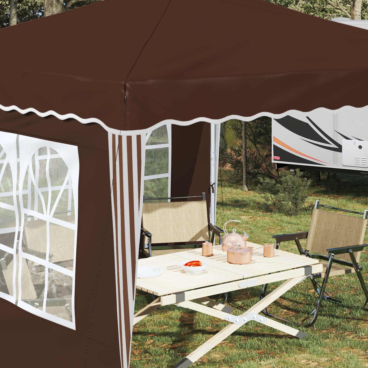 Pop-up Feesttent Bruin 288 x 288 x 245 cm Oxford Stof