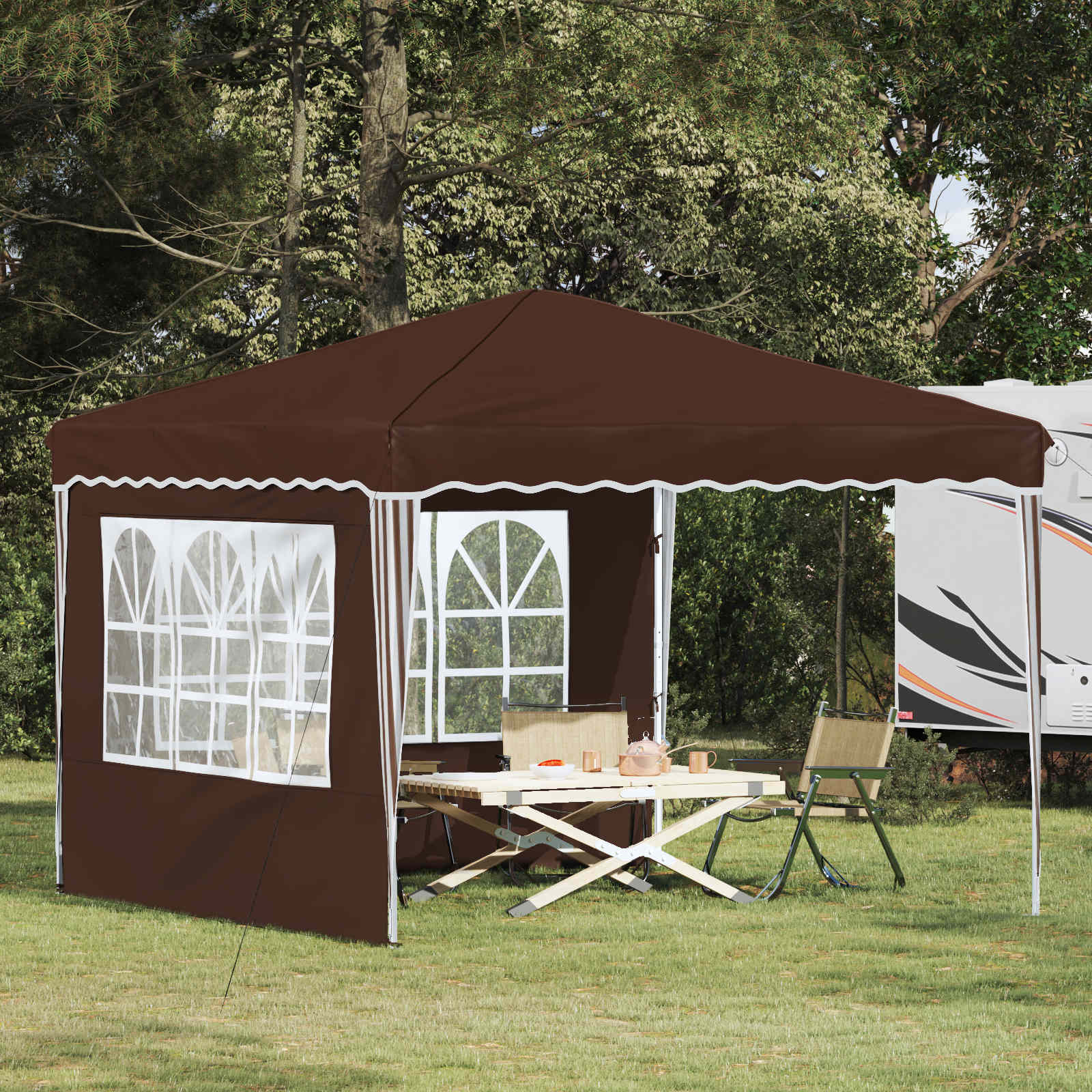 Pop-up Feesttent Bruin 288 x 288 x 245 cm Oxford Stof