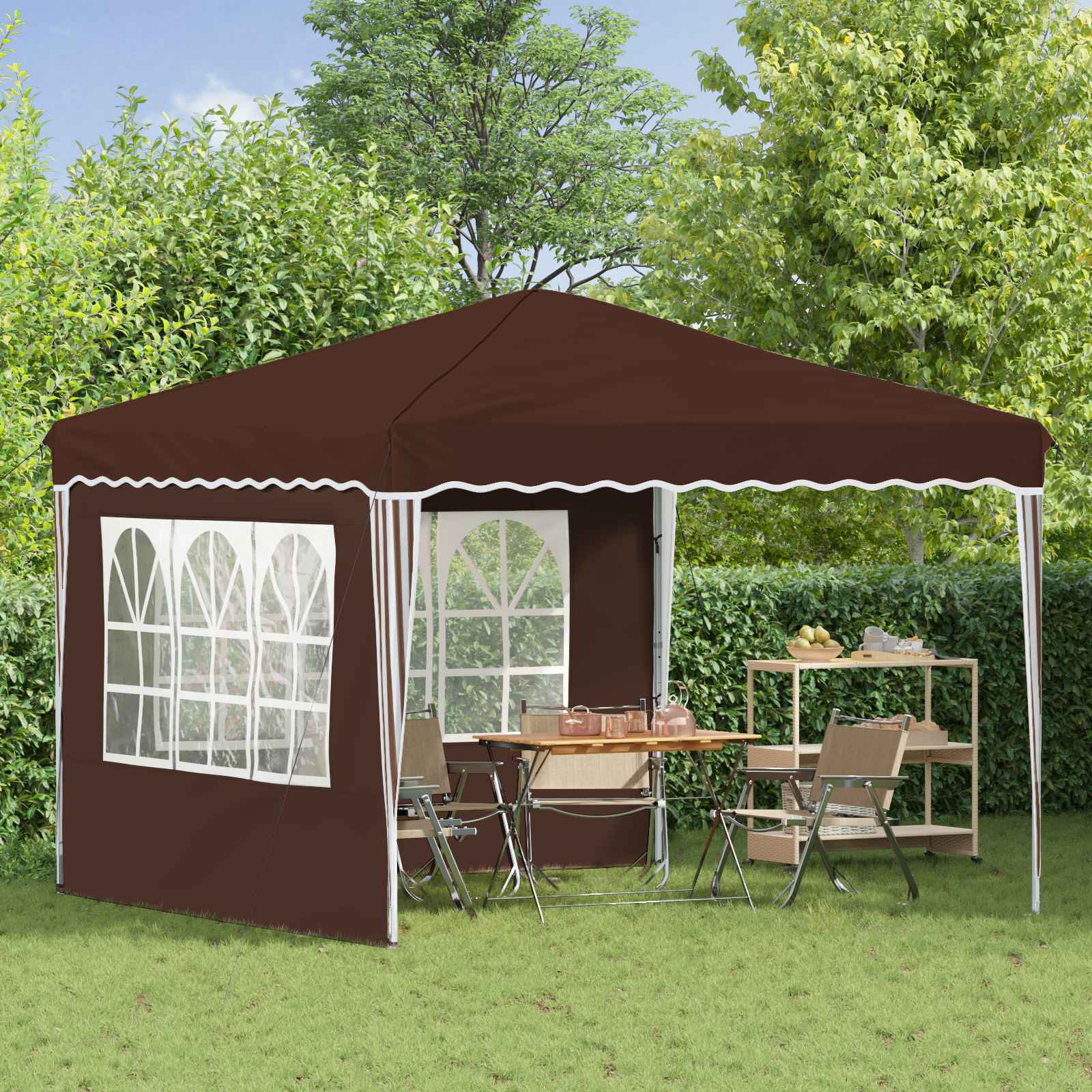 Pop-up Feesttent Bruin 288 x 288 x 245 cm Oxford Stof