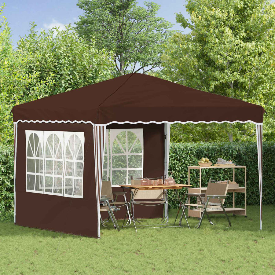 Pop-up Feesttent Bruin 288 x 288 x 245 cm Oxford Stof