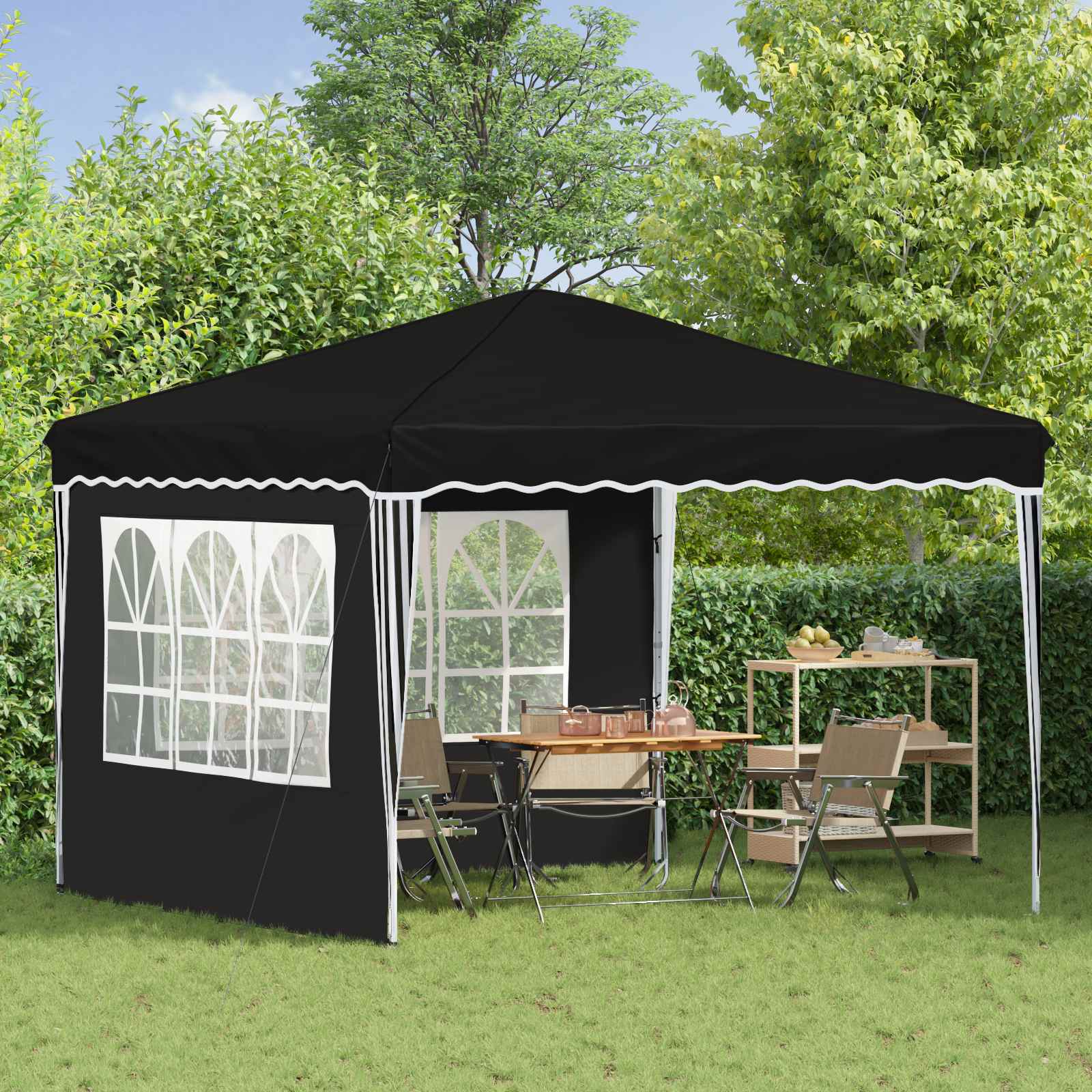 Pop-up Feesttent Zwart 288 x 288 x 245 cm Oxford Stof