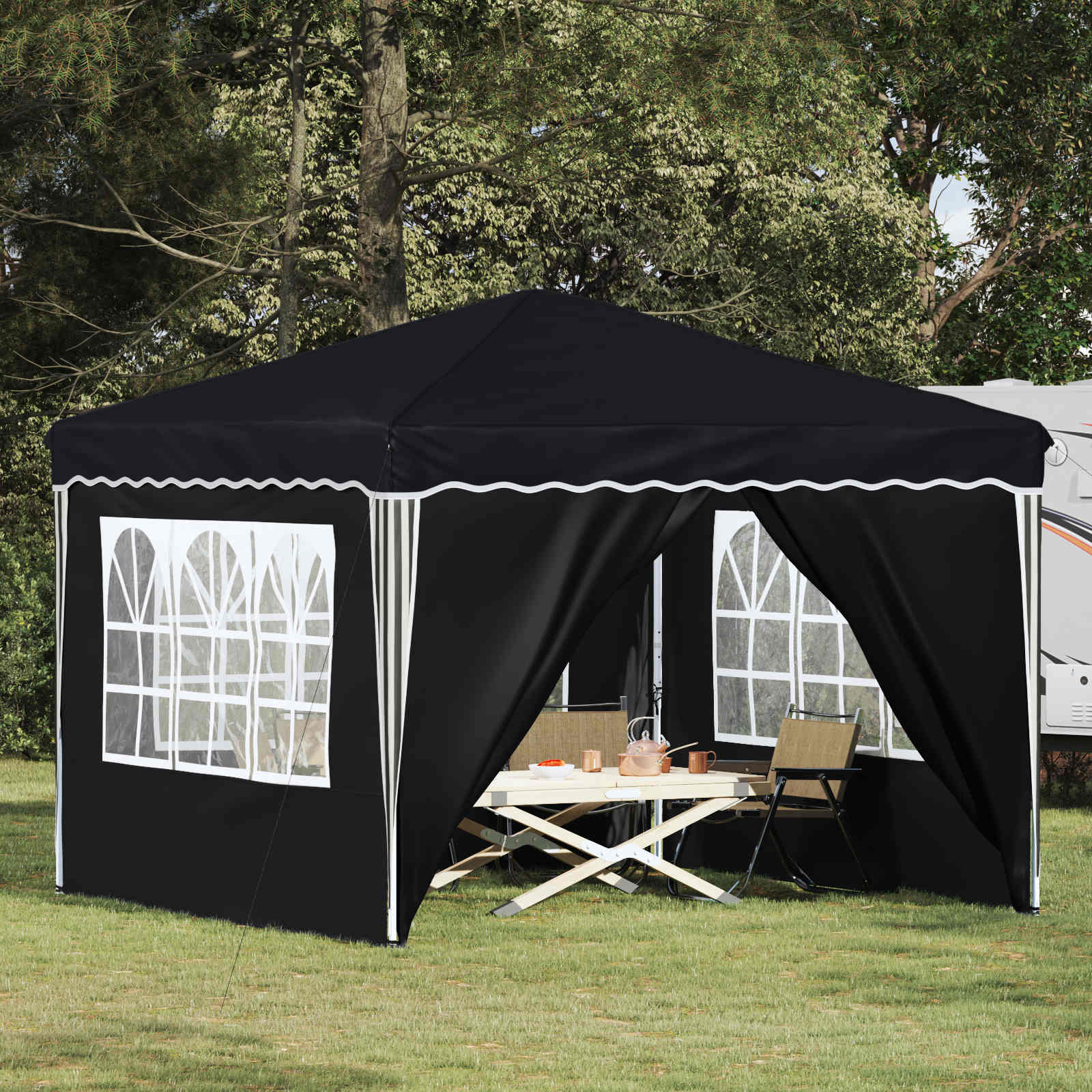 Pop-up Feesttent Antraciet 288 x 288 x 245 cm Oxford Stof