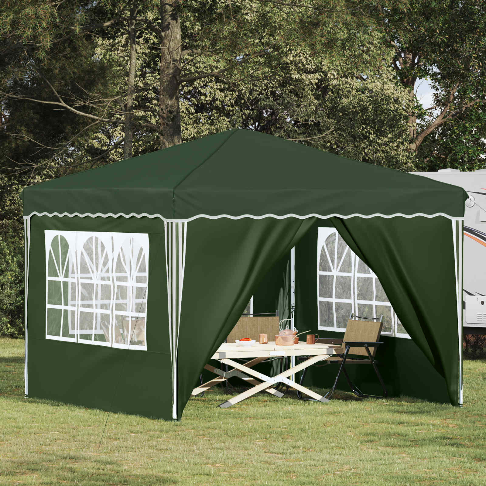 Pop-up Feesttent Groen 288 x 288 x 245 cm Oxford Stof