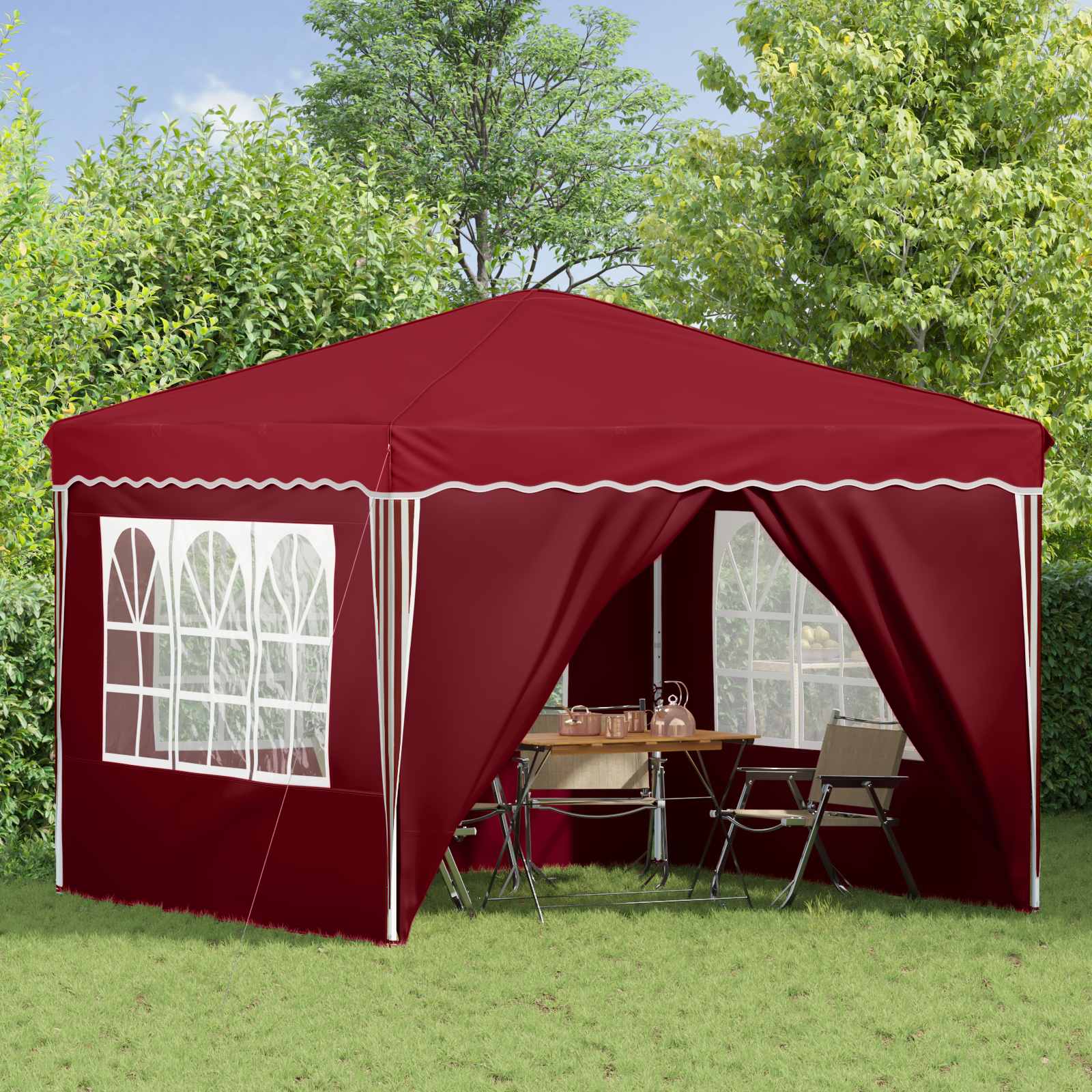 Pop-up Feesttent Bordeauxrood 288 x 288 x 245 cm Oxford Stof