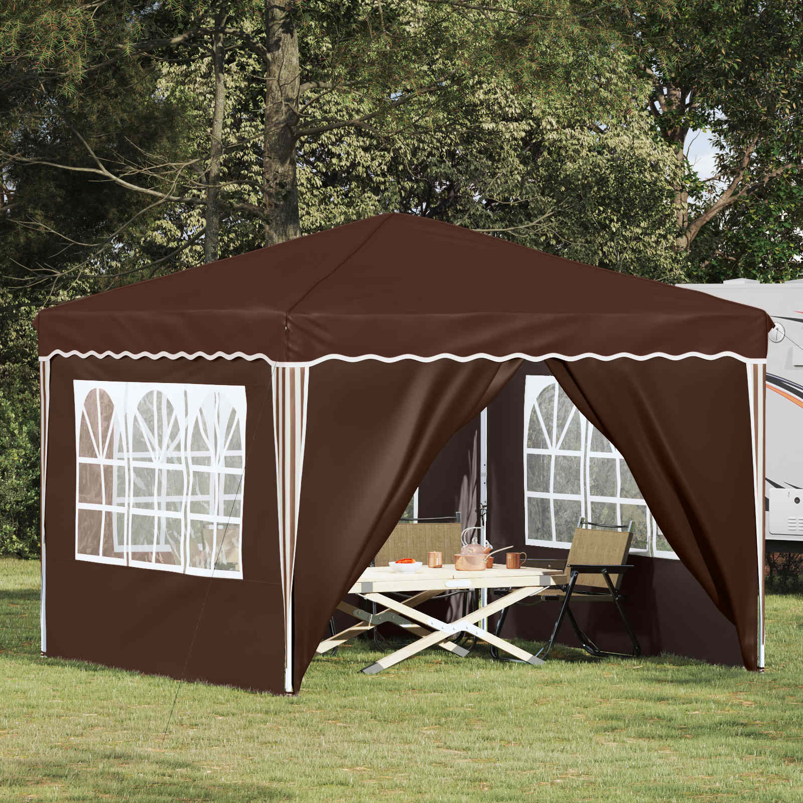 Pop-up Feesttent Bruin 288 x 288 x 245 cm Oxford Stof