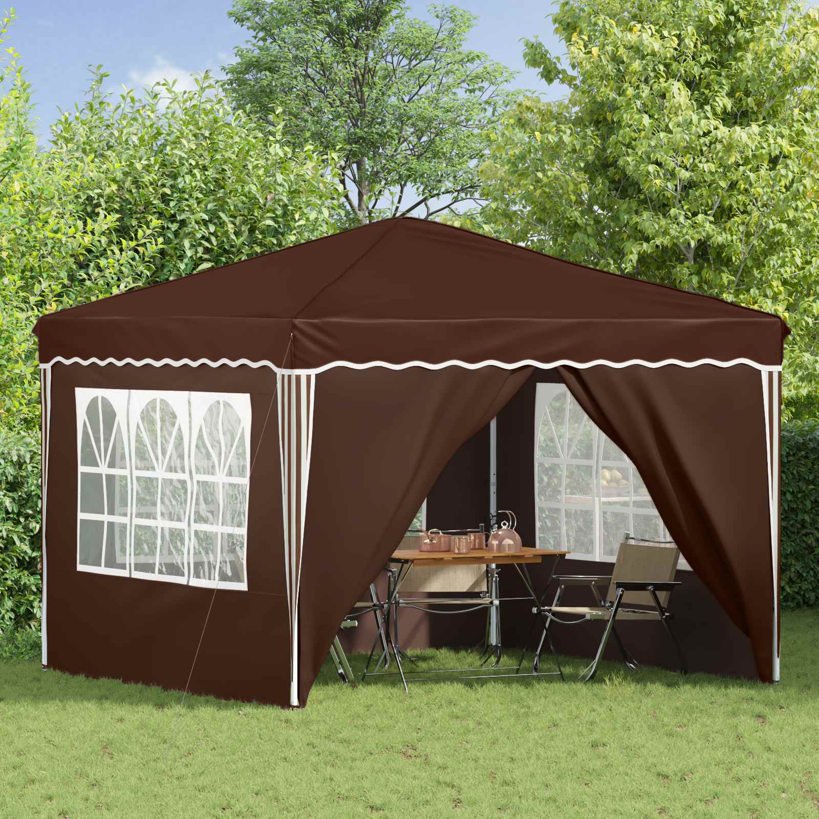 Pop-up Feesttent Bruin 288 x 288 x 245 cm Oxford Stof