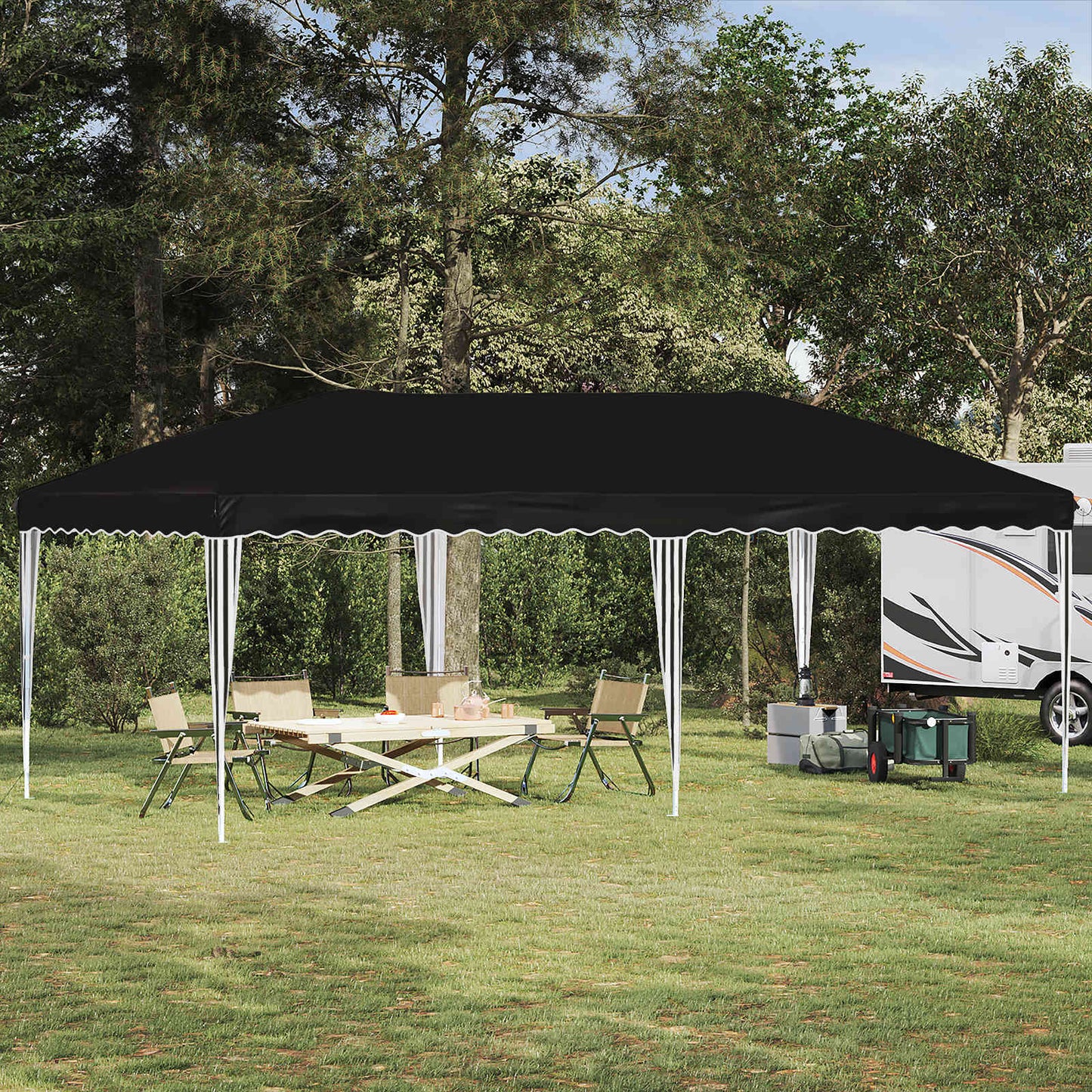 Pop-up Feesttent 575 x 290 x 245 cm Zwart