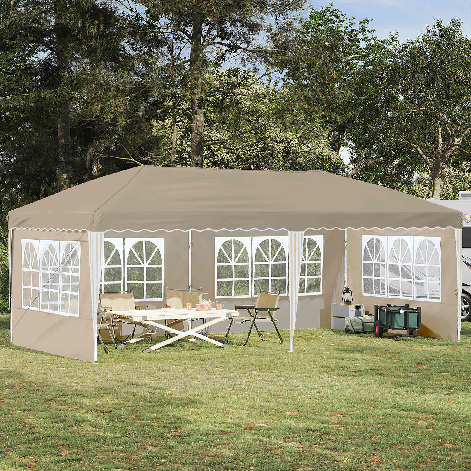 Pop-up Feesttent 575 x 289 x 245 cm Crèmekleurig