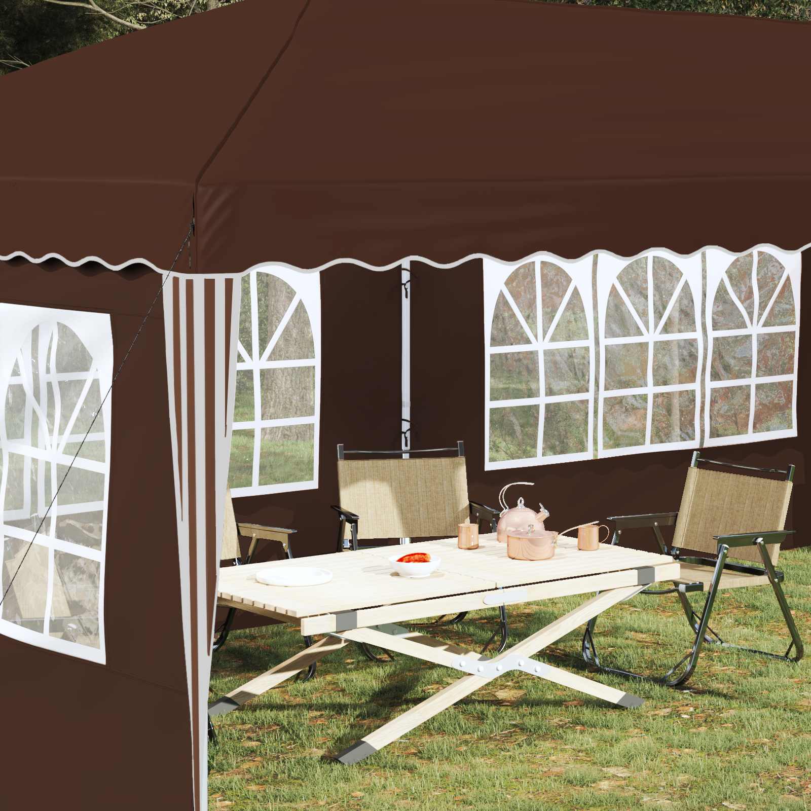 Pop-up Feesttent 575 x 289 x 245 cm Bruin