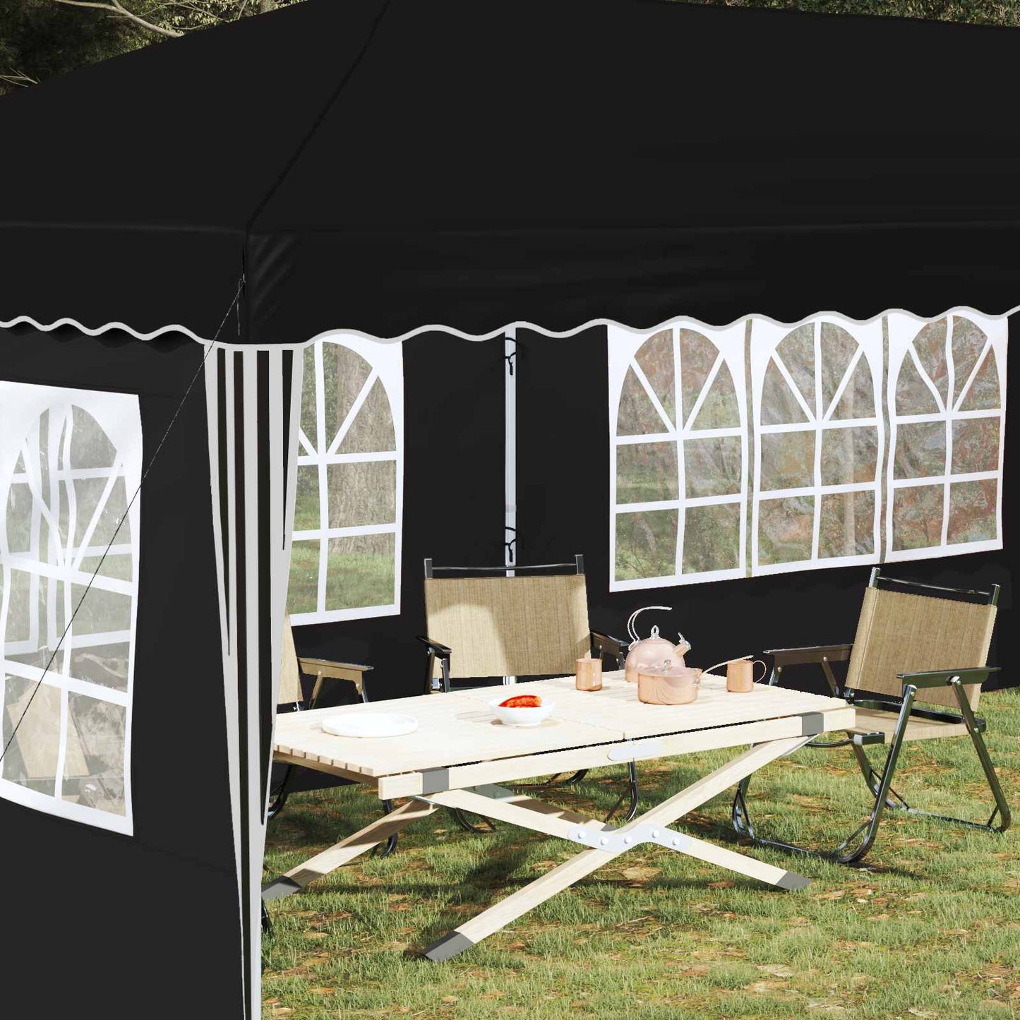 Pop-up Feesttent 575 x 289 x 245 cm Zwart