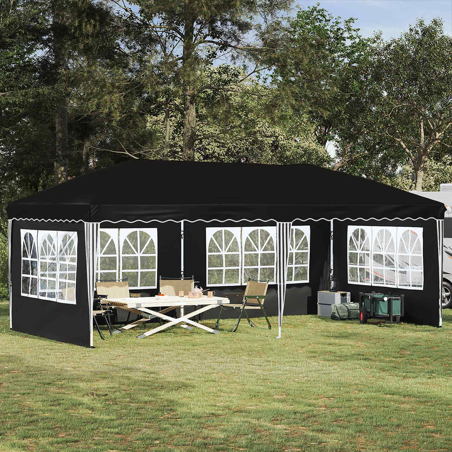 Pop-up Feesttent 575 x 289 x 245 cm Zwart