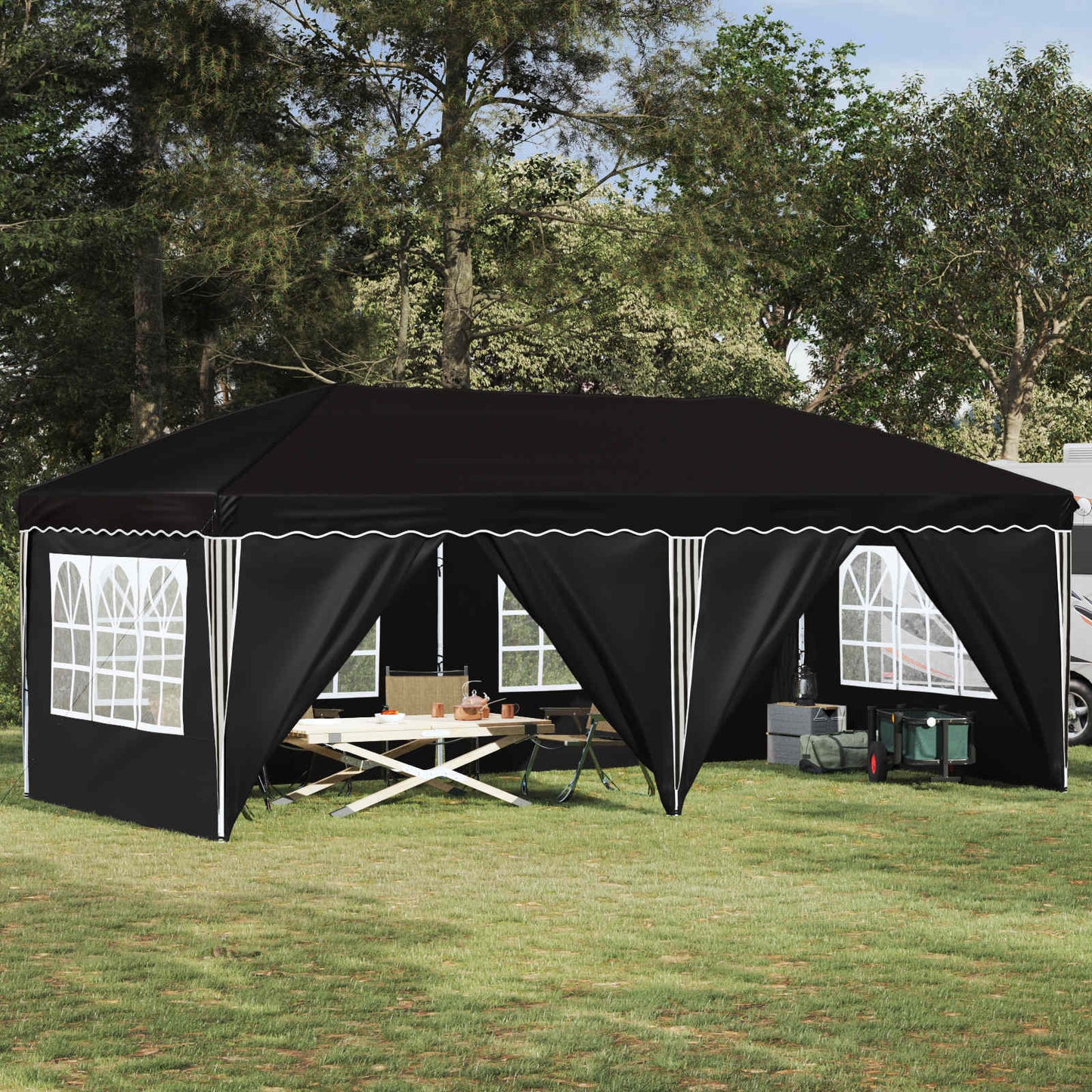 Pop-up Feesttent 575 x 288 x 245 cm Zwart
