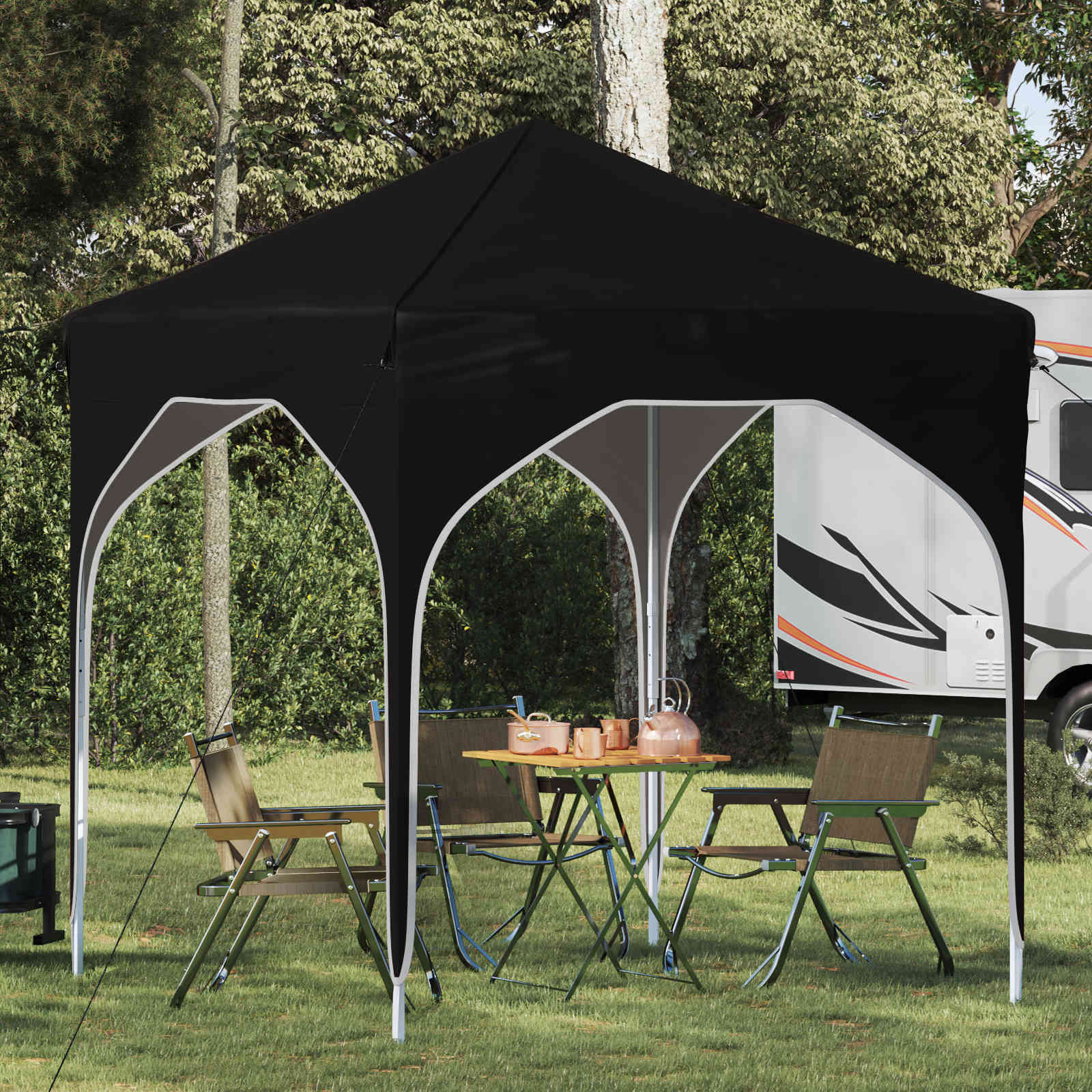 Pop-up Feesttent 194 x 194 x 245 cm Zwart