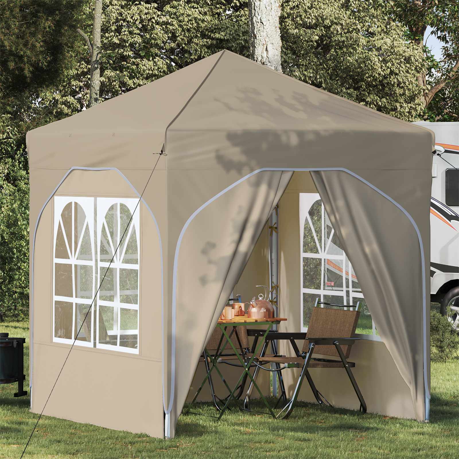 Pop-up Feesttent 192 x 192 x 245 cm Crèmekleurig