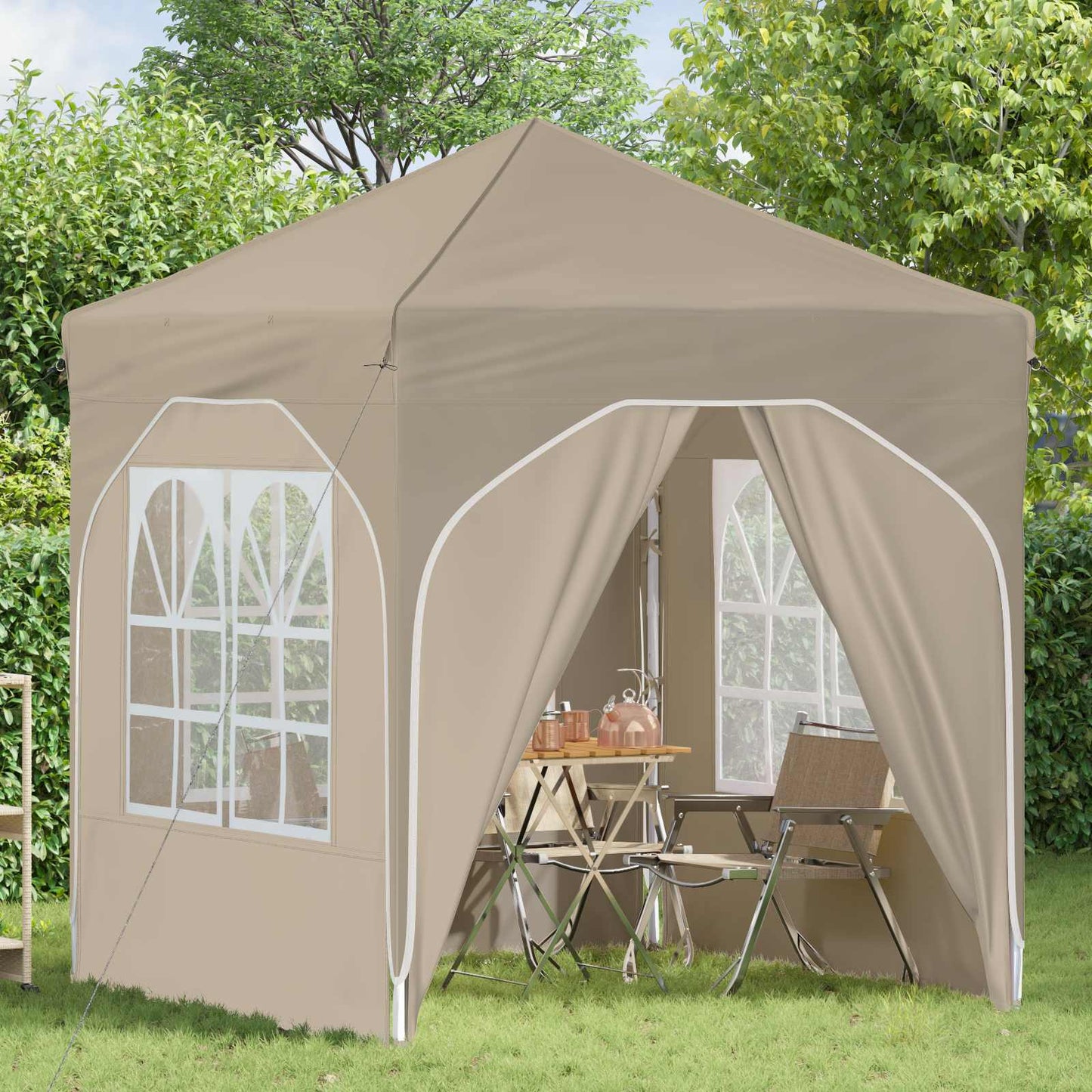 Pop-up Feesttent 192 x 192 x 245 cm Crèmekleurig
