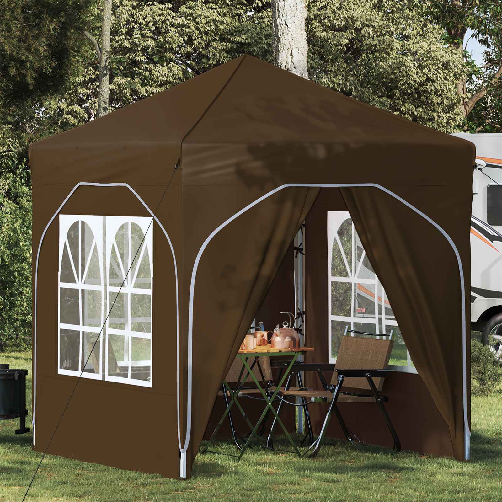 Pop-up Feesttent 192 x 192 x 245 cm Taupe