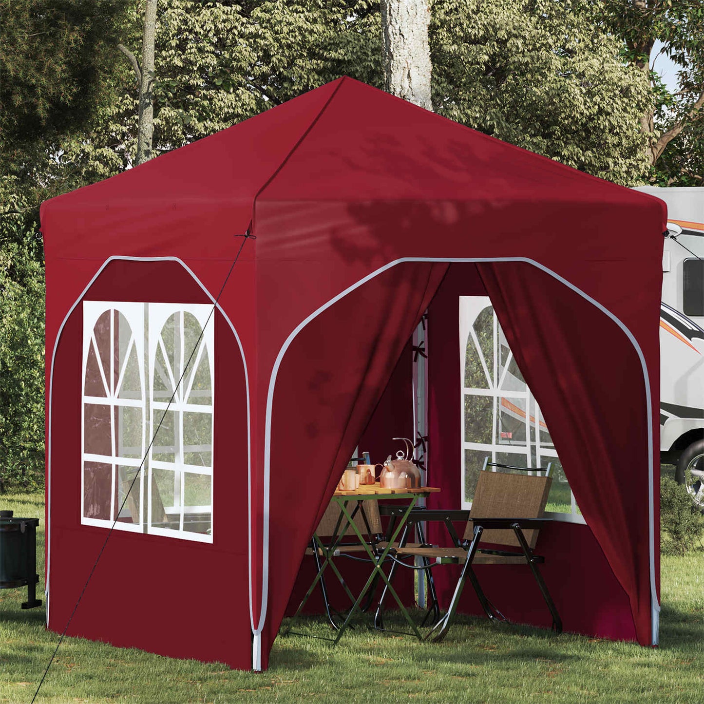 Pop-up Feesttent 192 x 192 x 245 cm Bordeauxrood