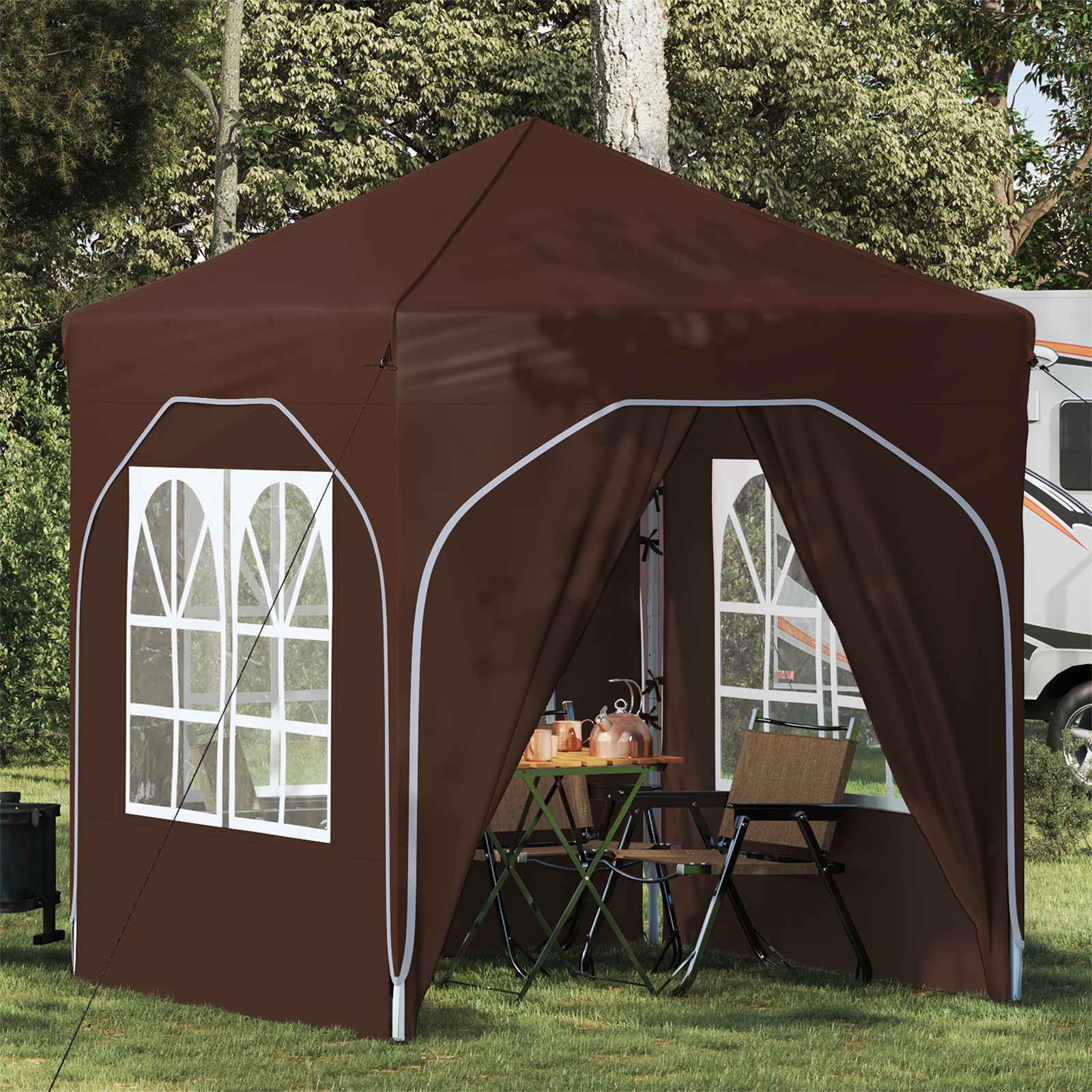 Pop-up Feesttent 192 x 192 x 245 cm Bruin