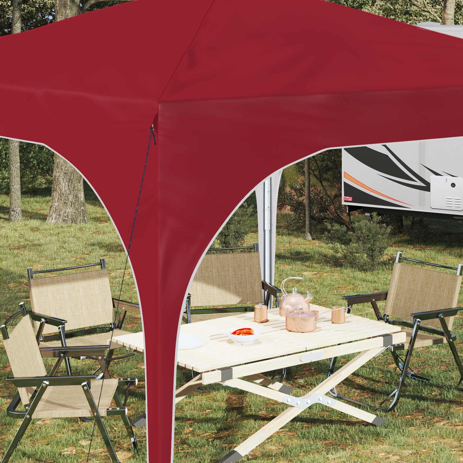 Pop-up Feesttent 290 x 290 x 245 cm Bordeauxrood