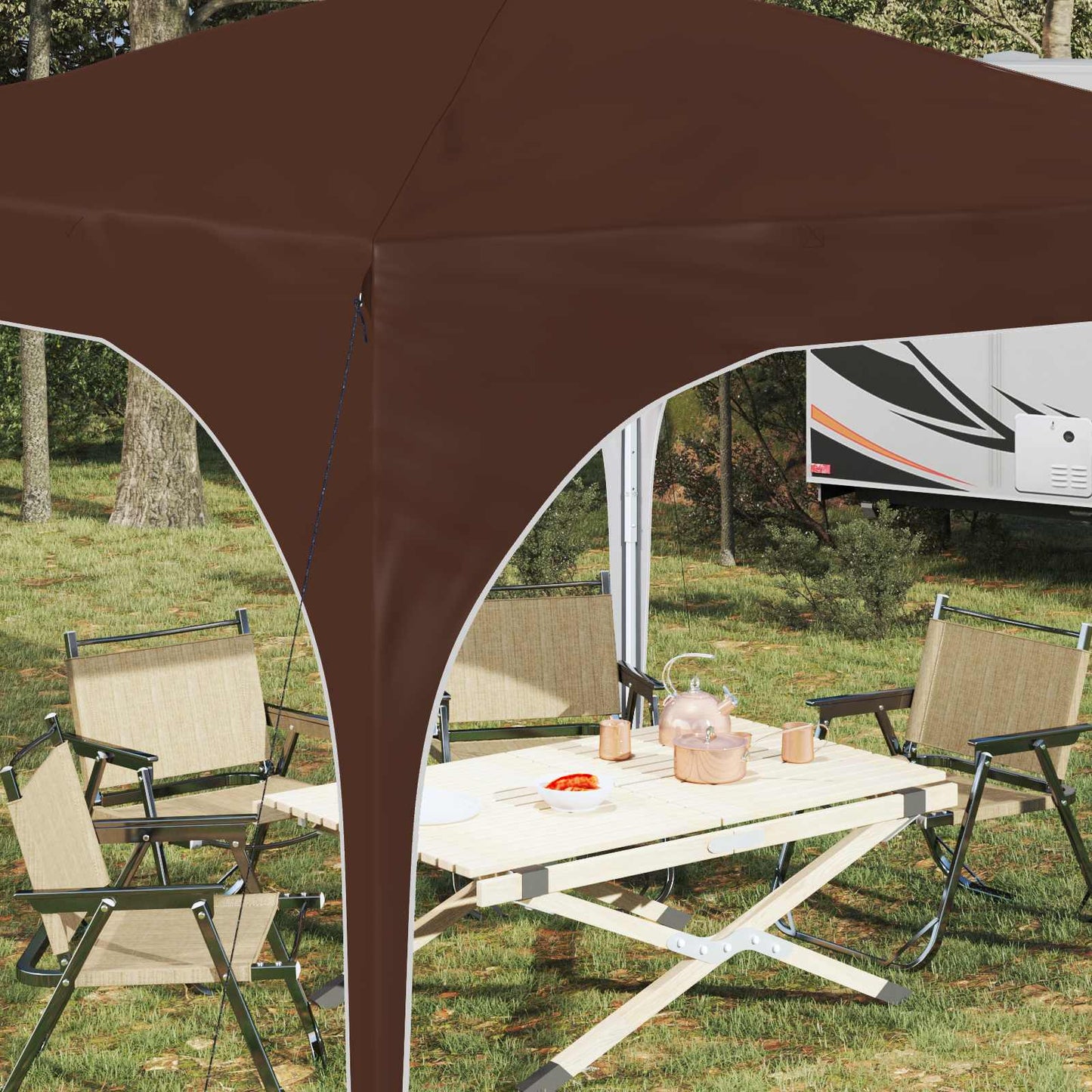 Pop-up Feesttent 290 x 290 x 245 cm Bruin