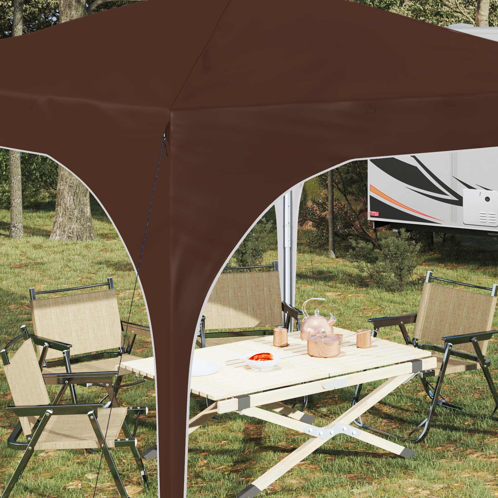 Pop-up Feesttent 290 x 290 x 245 cm Bruin