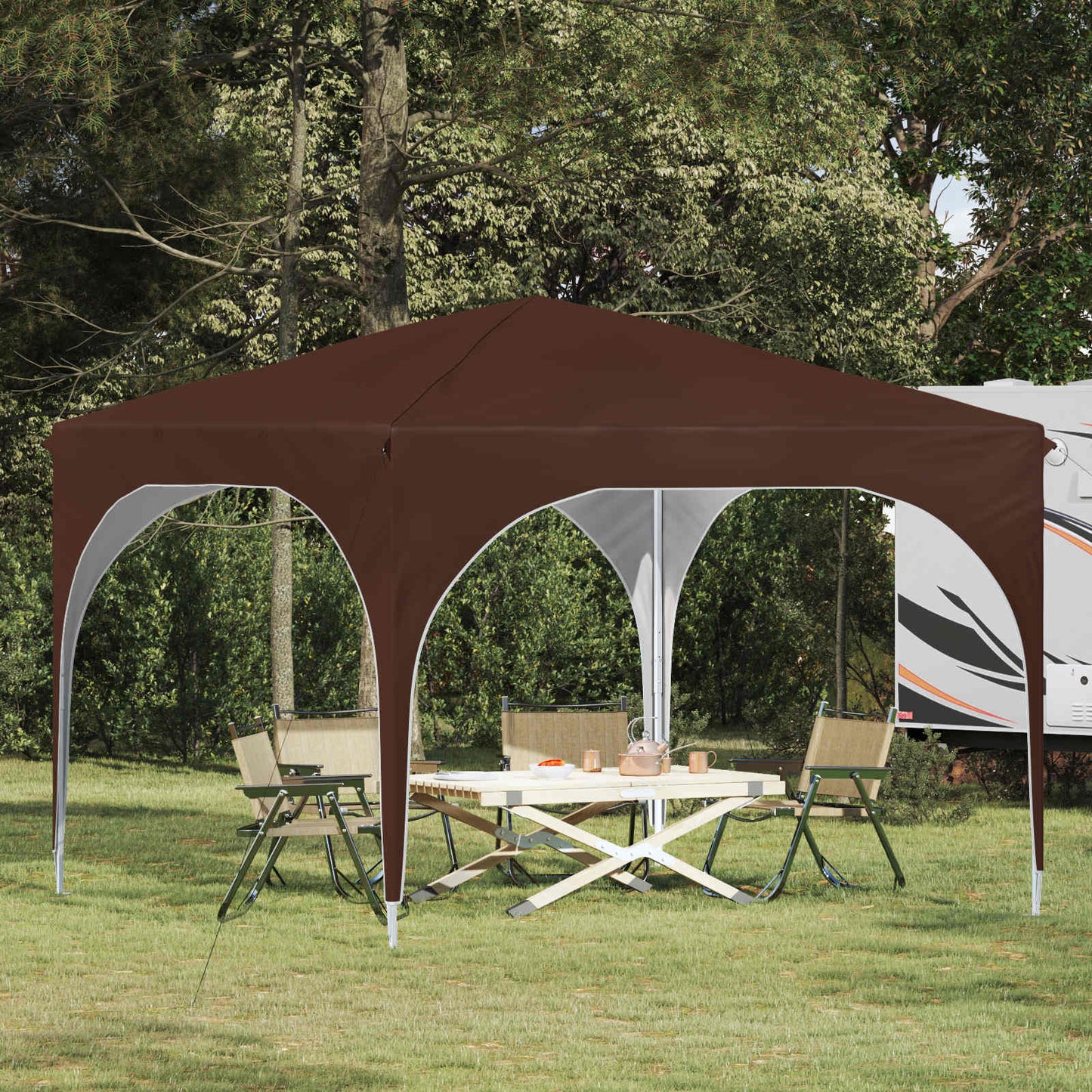 Pop-up Feesttent 290 x 290 x 245 cm Bruin